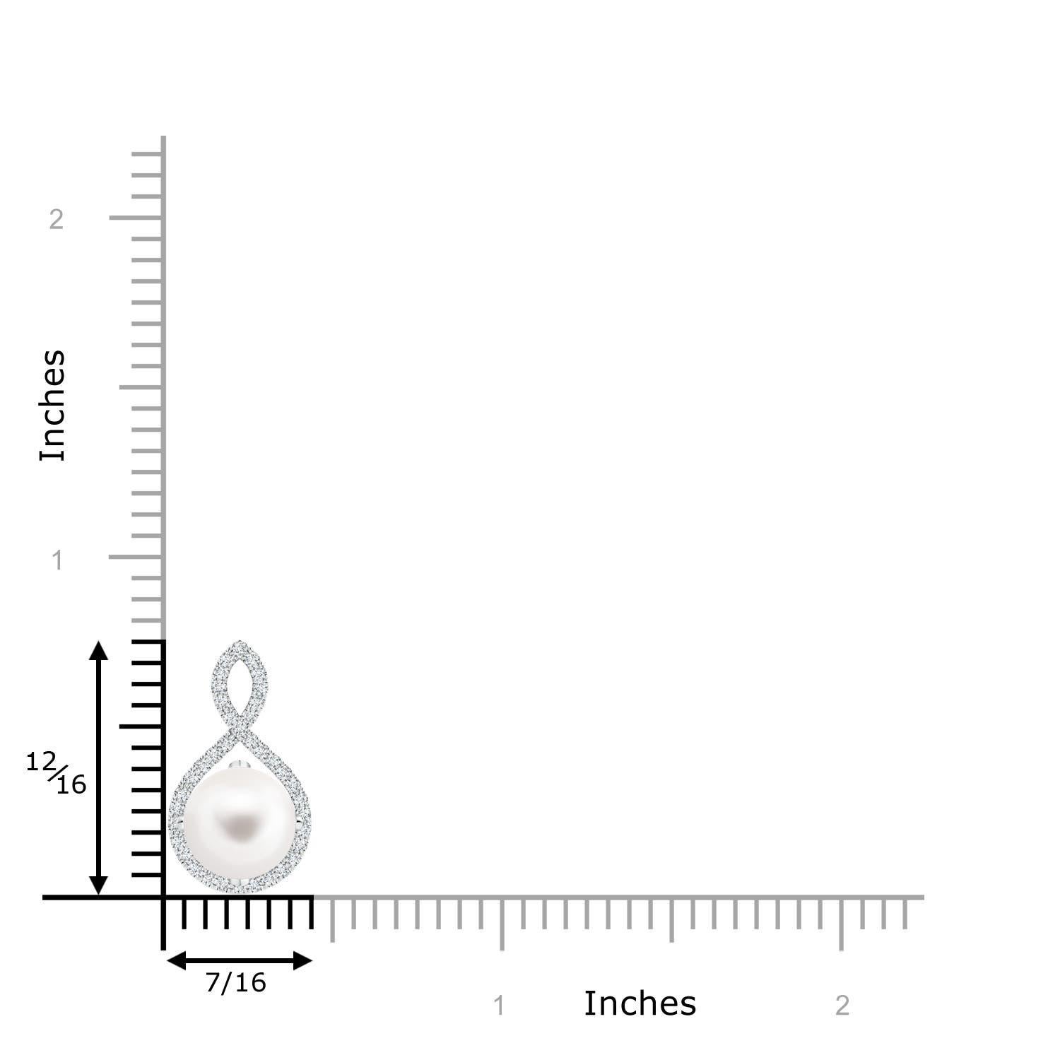 Taille ronde Pendentif torsadé en or blanc 14K avec perles d'eau douce et diamants Angara en vente