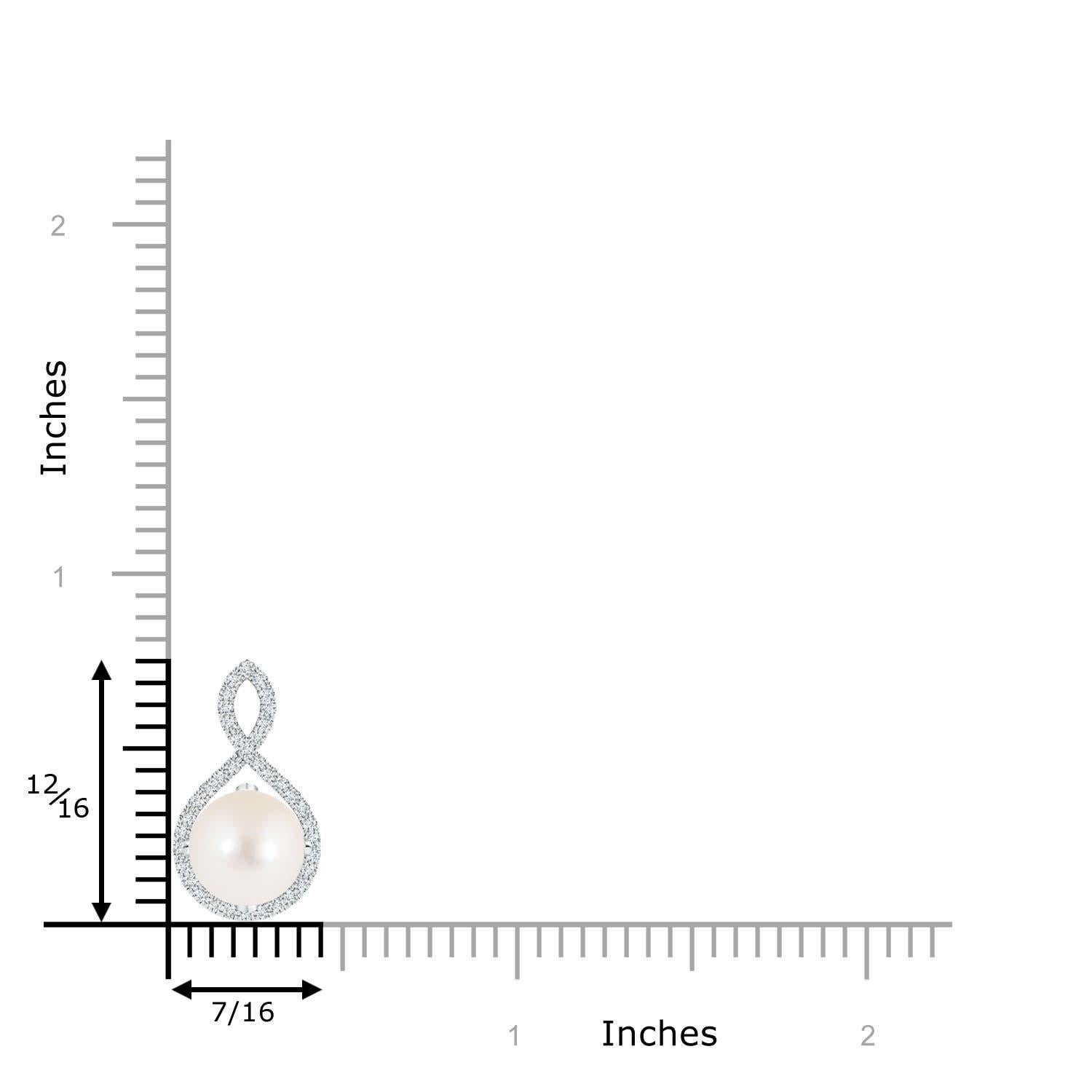 Taille ronde Pendentif torsadé en or blanc 14K avec perles d'eau douce et diamants Angara en vente