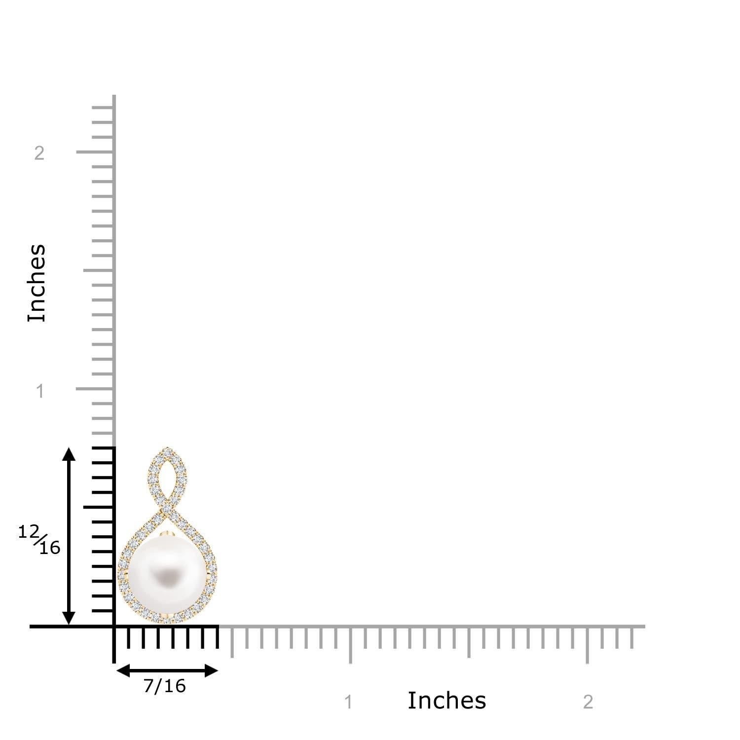 Colgante Twist Infinito de Perla de Agua Dulce y Diamante Angara en Oro Amarillo de 14K Corte redondo en venta