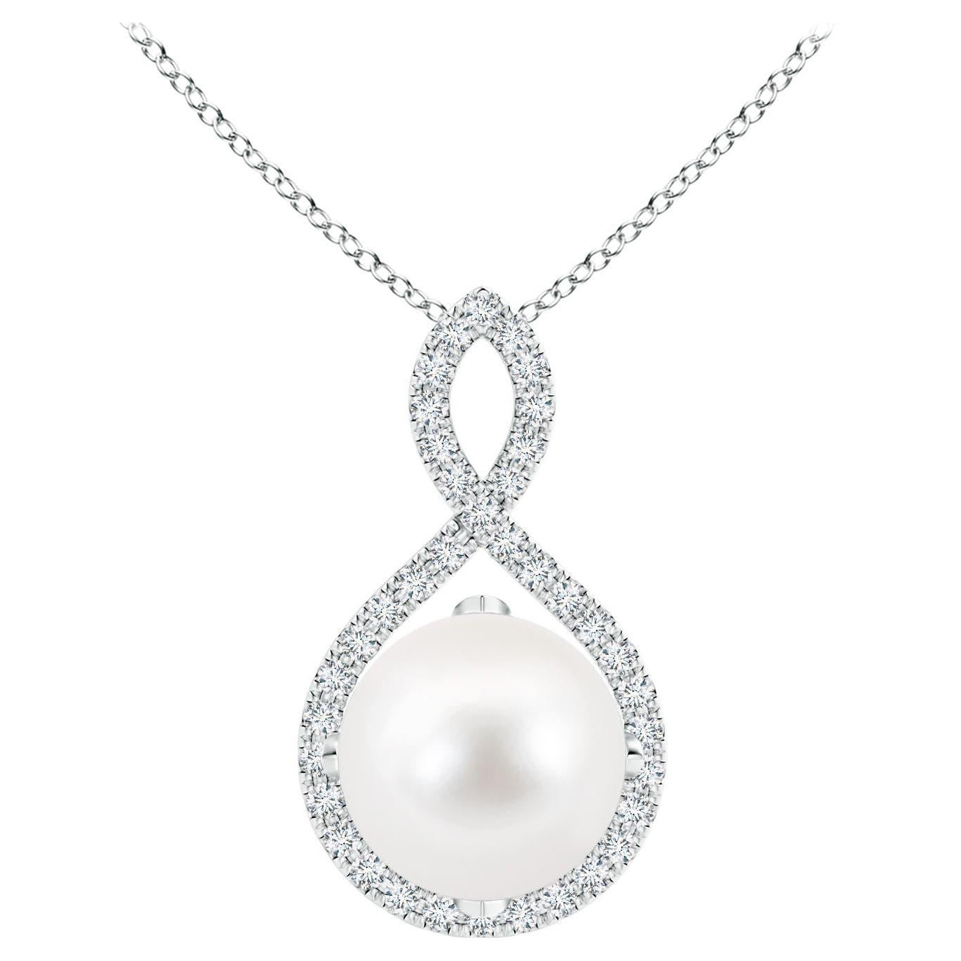 Angara Süßwasserperle und Diamant Infinity Twist Anhänger in Sterling Silber