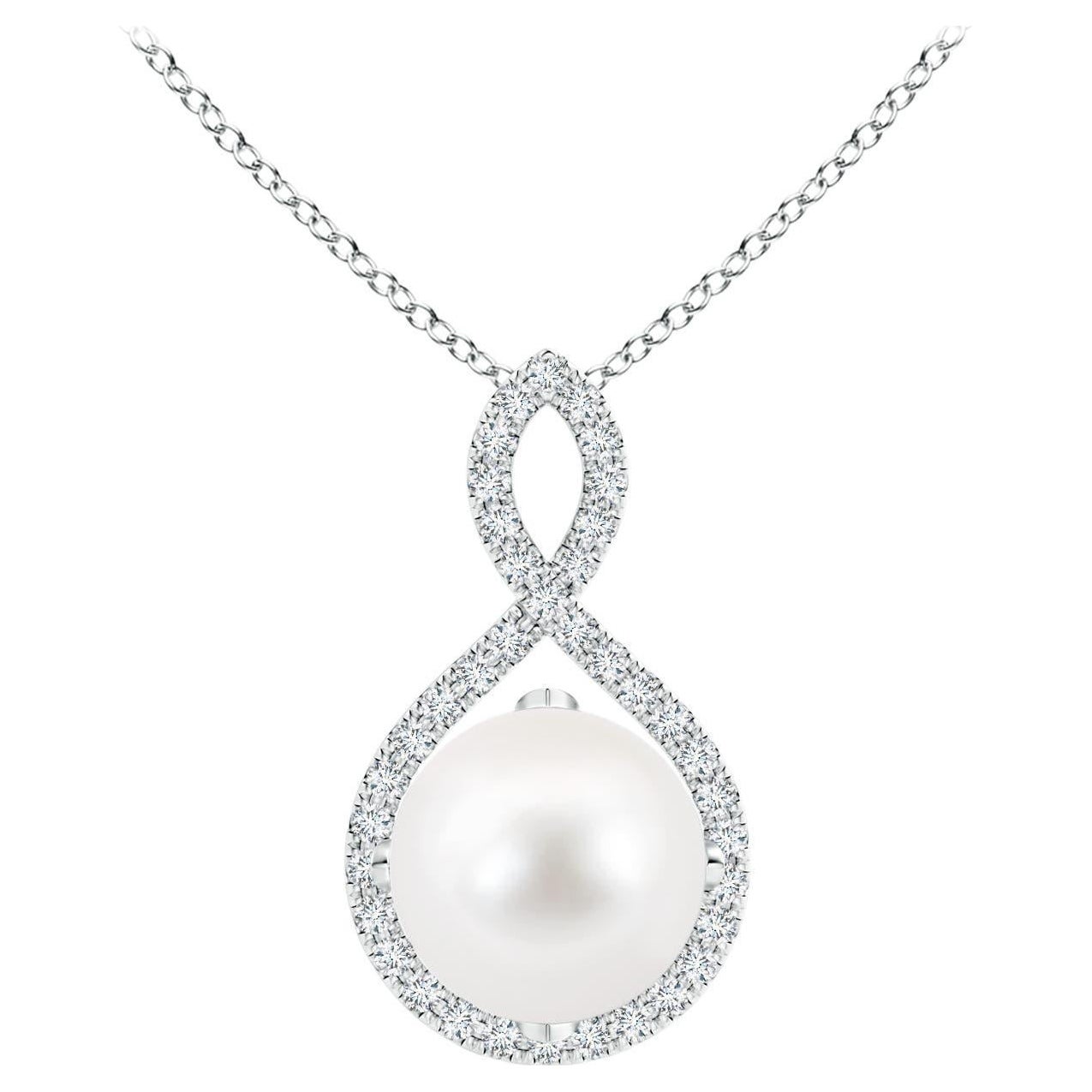 Angara Süßwasserperle und Diamant Infinity Twist Anhänger in Sterling Silber