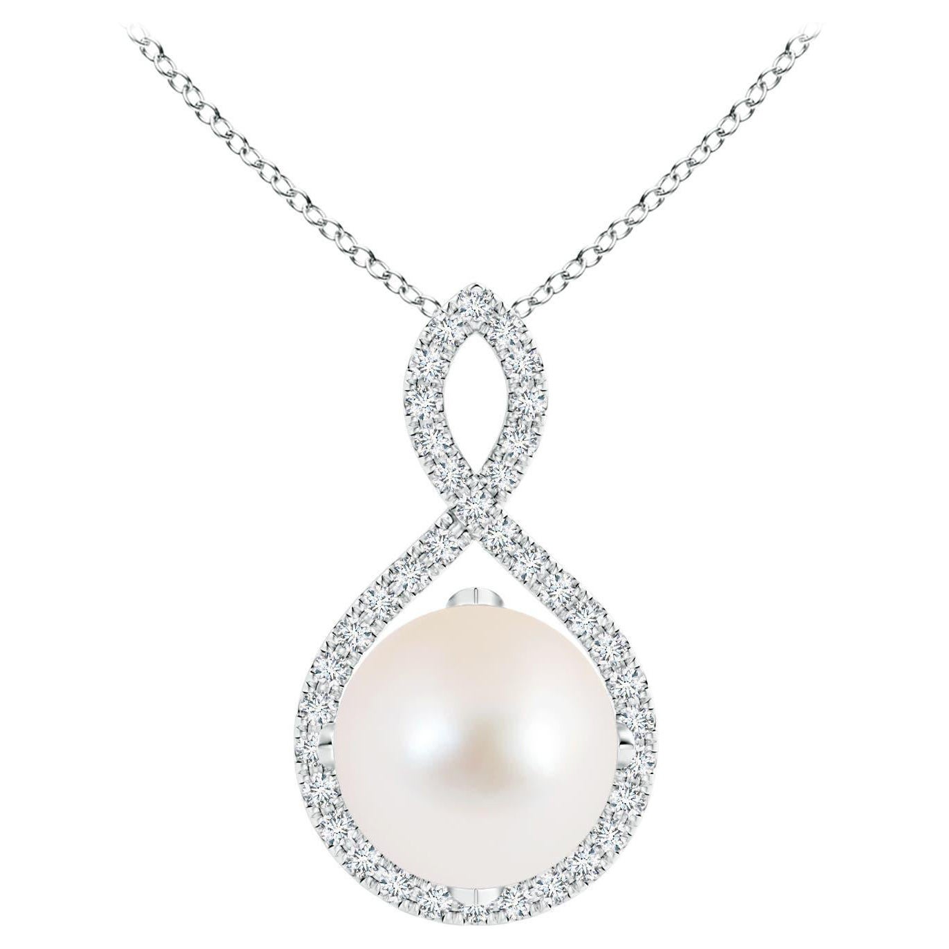 Angara Süßwasserperle und Diamant Infinity Twist Anhänger in Sterling Silber
