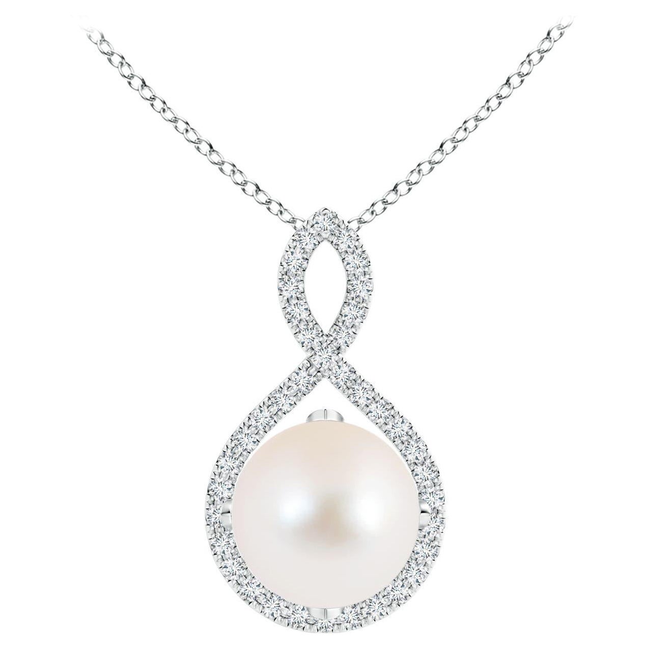 Angara Süßwasserperle und Diamant Infinity Twist Anhänger in Sterling Silber