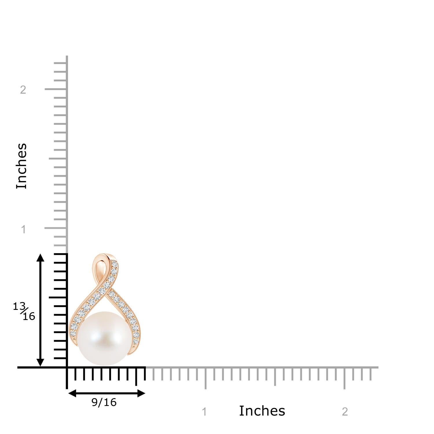 Angara Süßwasserperlen-Anhänger mit Diamanten in 14K Rose Gold (Rundschliff) im Angebot