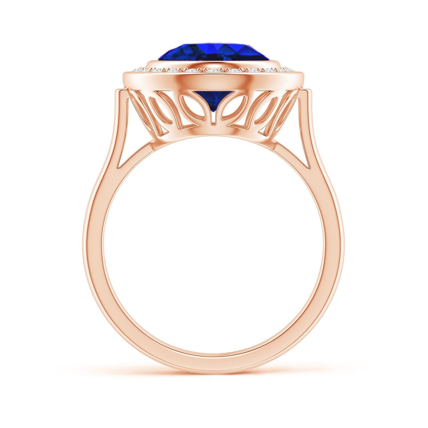Angara GIA-zertifizierter und begutachteter natürlicher Tansanit-Halo-Ring aus Roségold () 2