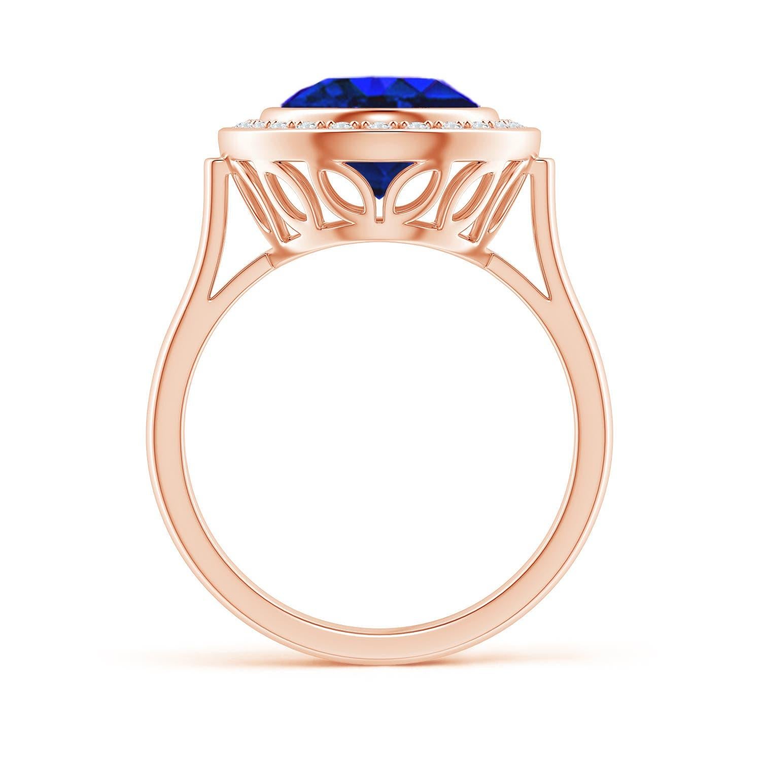 For Sale:  Angara GIA Certified & Appraised Natural Tanzanite Halo Ring in Rose Gold 2
