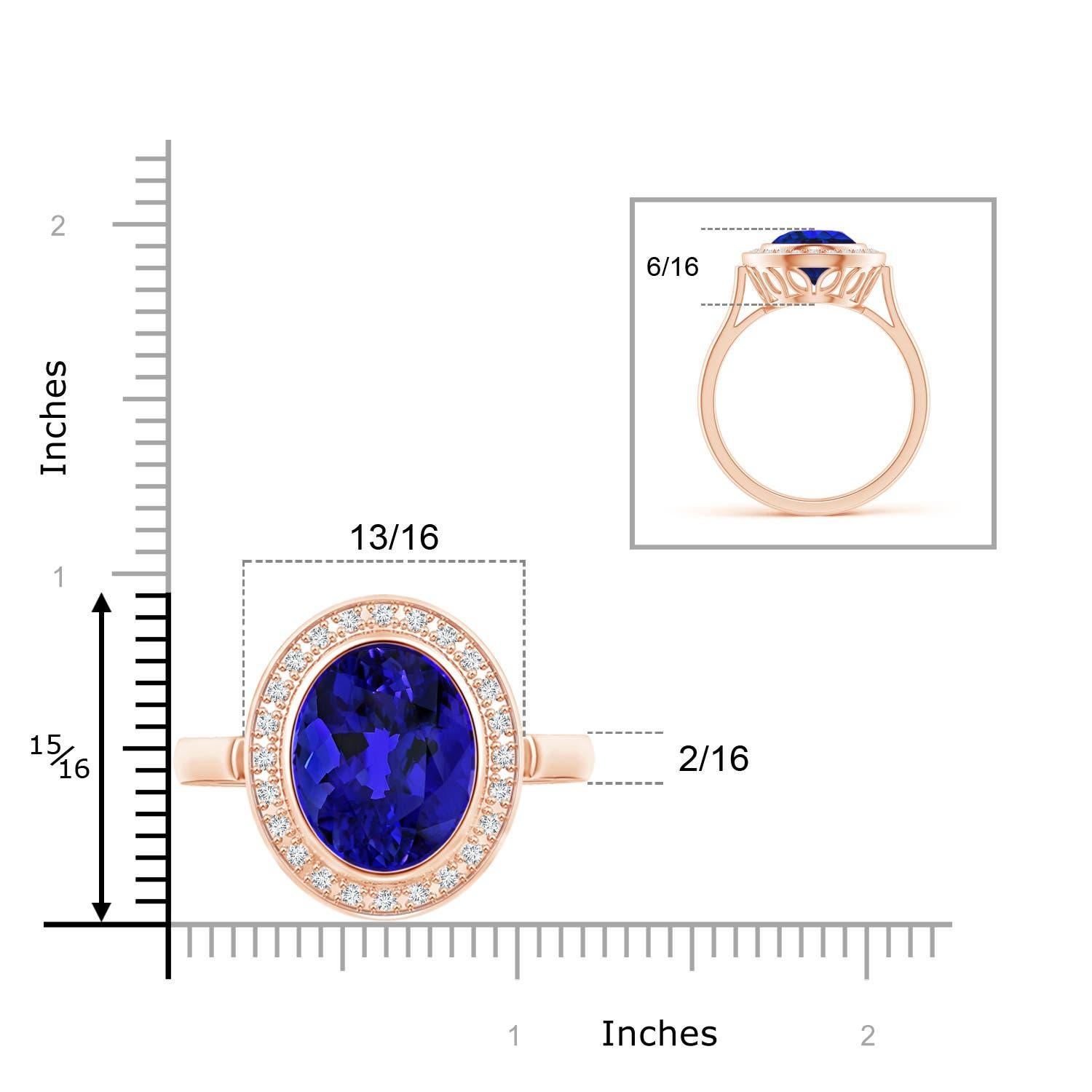 Angara GIA-zertifizierter und begutachteter natürlicher Tansanit-Halo-Ring aus Roségold () 6