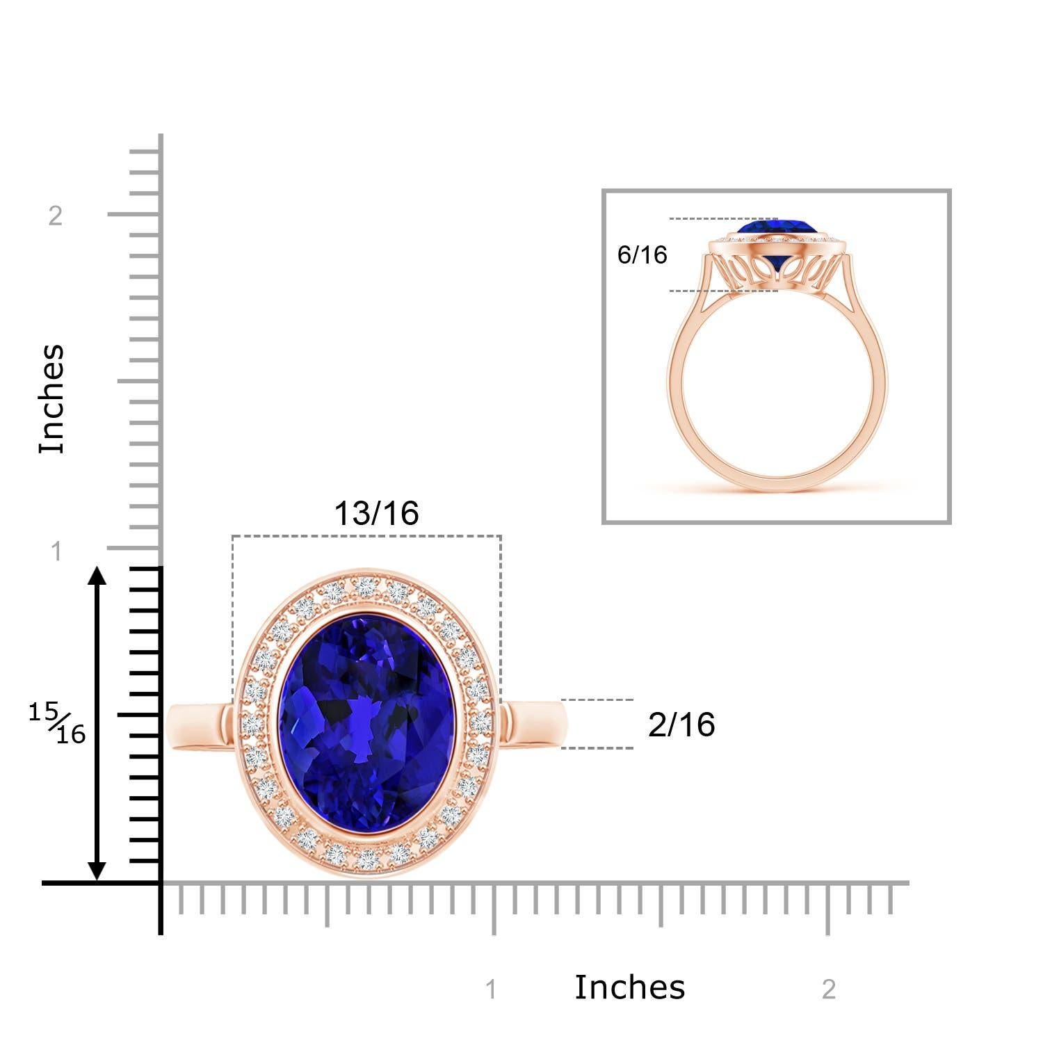 For Sale:  Angara GIA Certified & Appraised Natural Tanzanite Halo Ring in Rose Gold 6