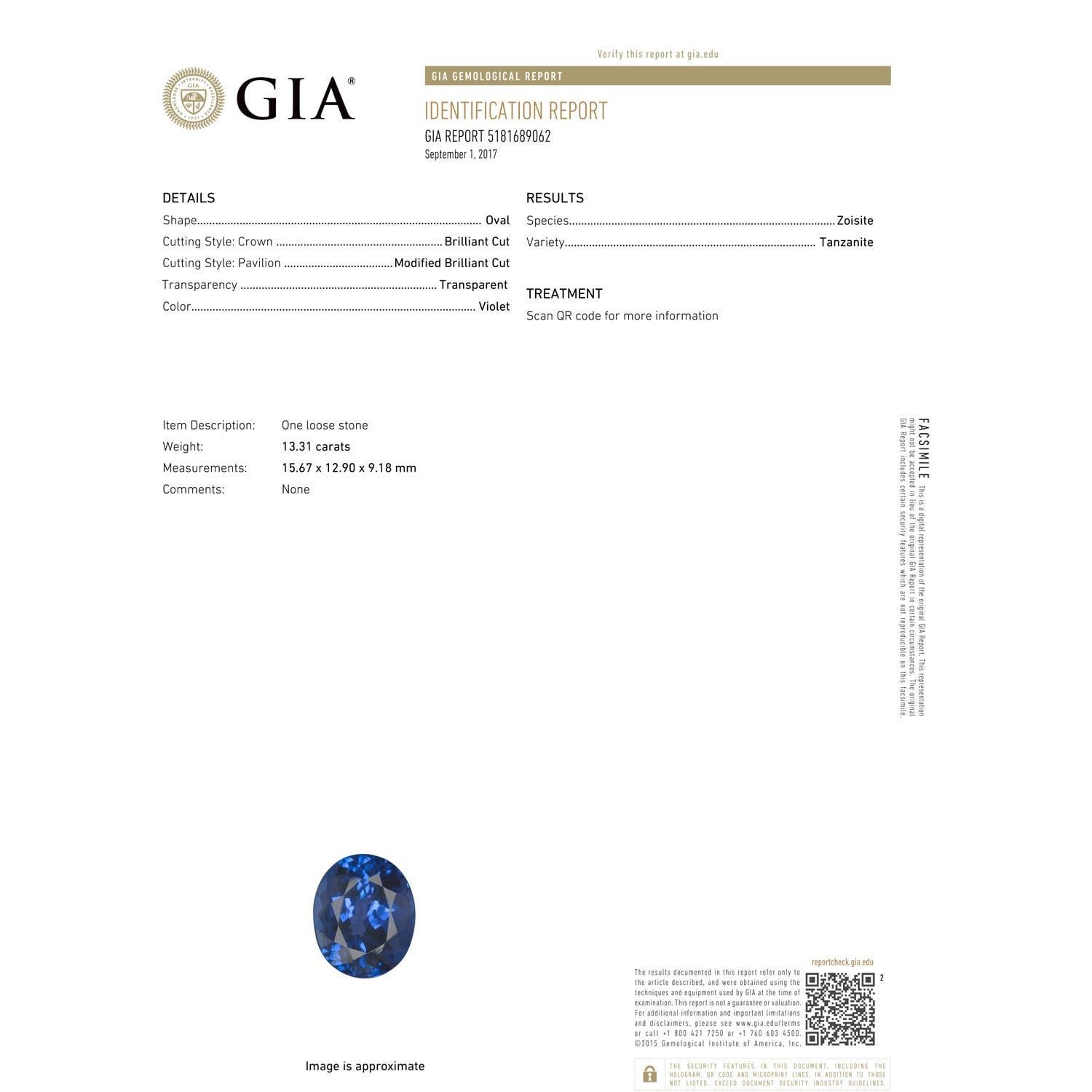 En vente :  Angara Bague Halo en or blanc avec tanzanite naturelle certifiée et évaluation par le GIA 3