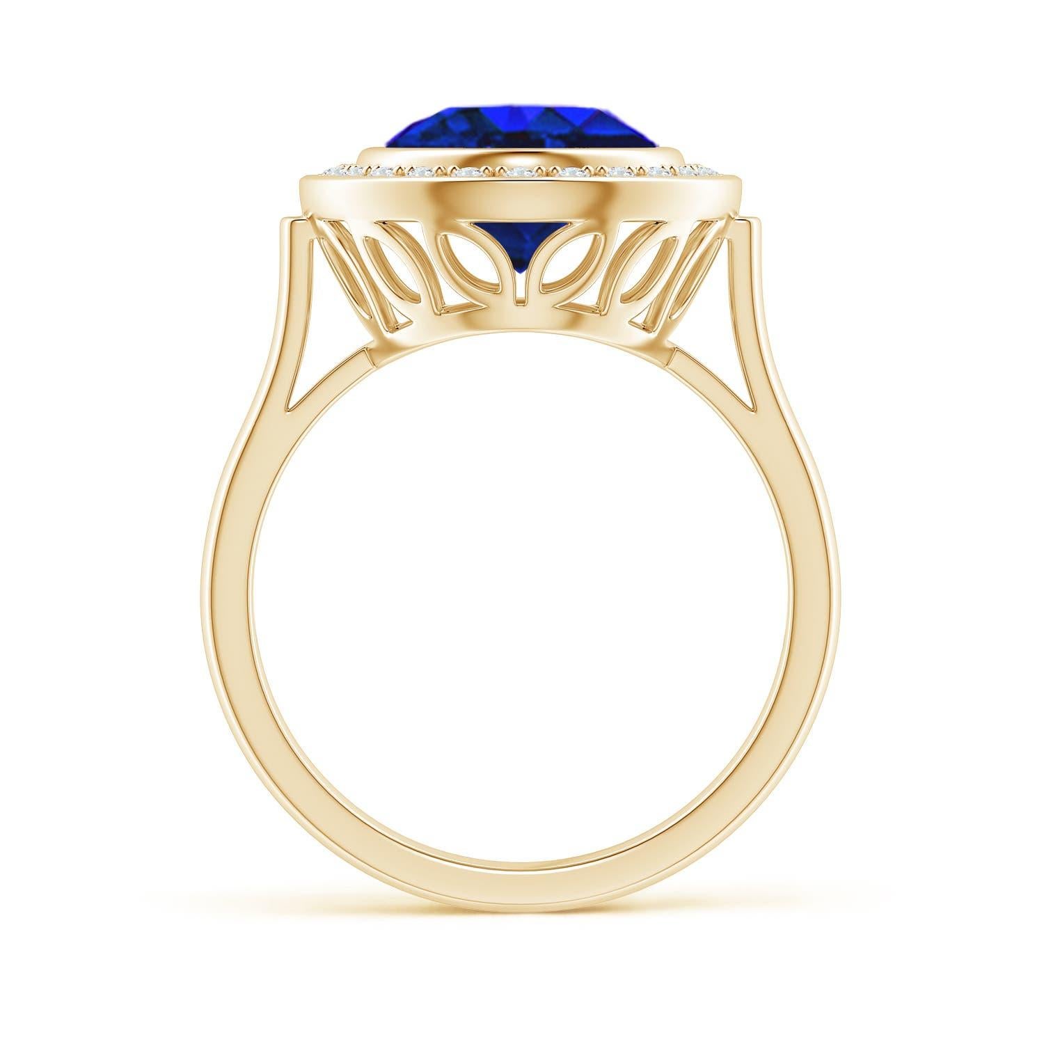 For Sale:  Angara GIA Certified & Appraised Natural Tanzanite Halo Ring in Yellow Gold 2