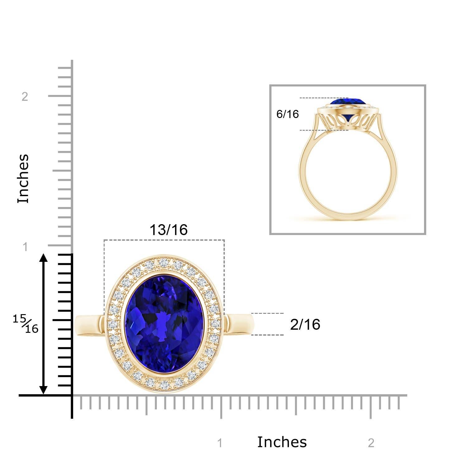 For Sale:  Angara GIA Certified & Appraised Natural Tanzanite Halo Ring in Yellow Gold 6