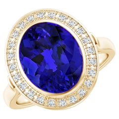 Angara Bague Halo en or jaune avec tanzanite naturelle certifiée et évaluation par le GIA