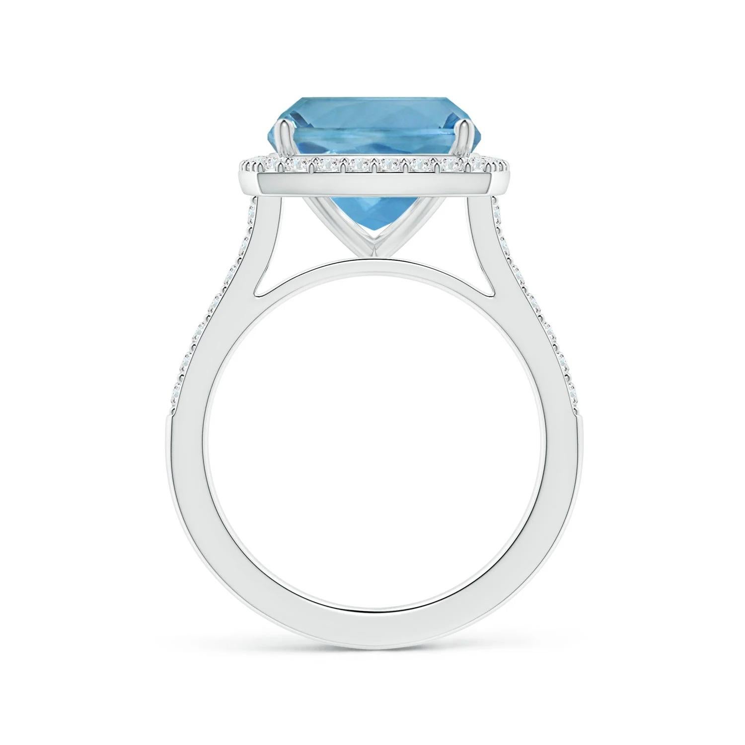 ANGARA GIA Certified 5.20ct Aquamarine Halo Ring with Diamond in 14K White Gold 3