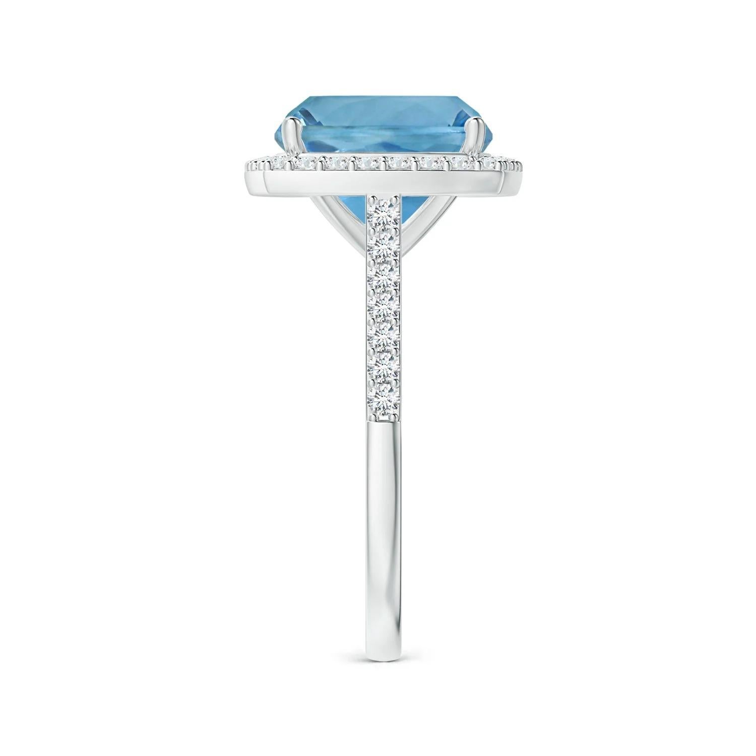 ANGARA GIA Certified 5.20ct Aquamarine Halo Ring with Diamond in 14K White Gold 4