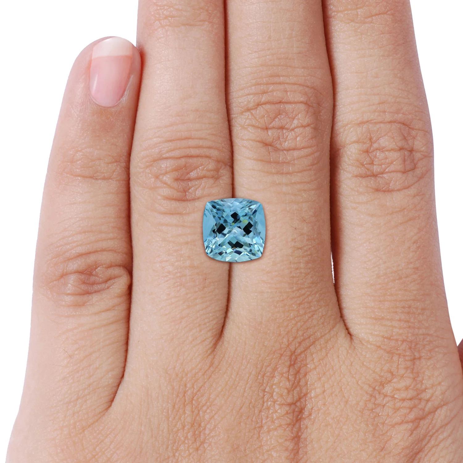 ANGARA GIA Certified 5.20ct Aquamarine Halo Ring with Diamond in 14K White Gold 6