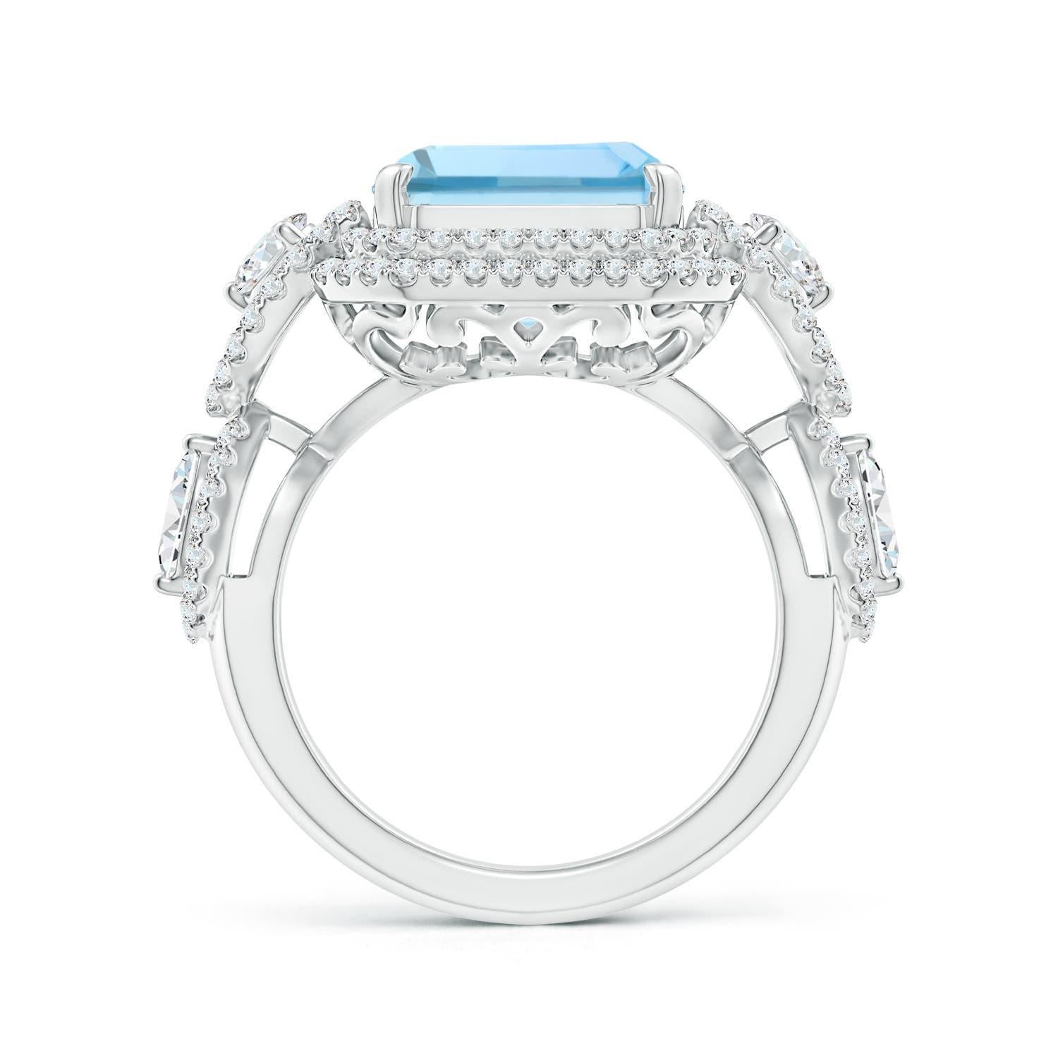 Im Angebot: Angara Gia zertifizierter Aquamarin-Ring aus Weißgold mit Marquise-Diamanten () 2