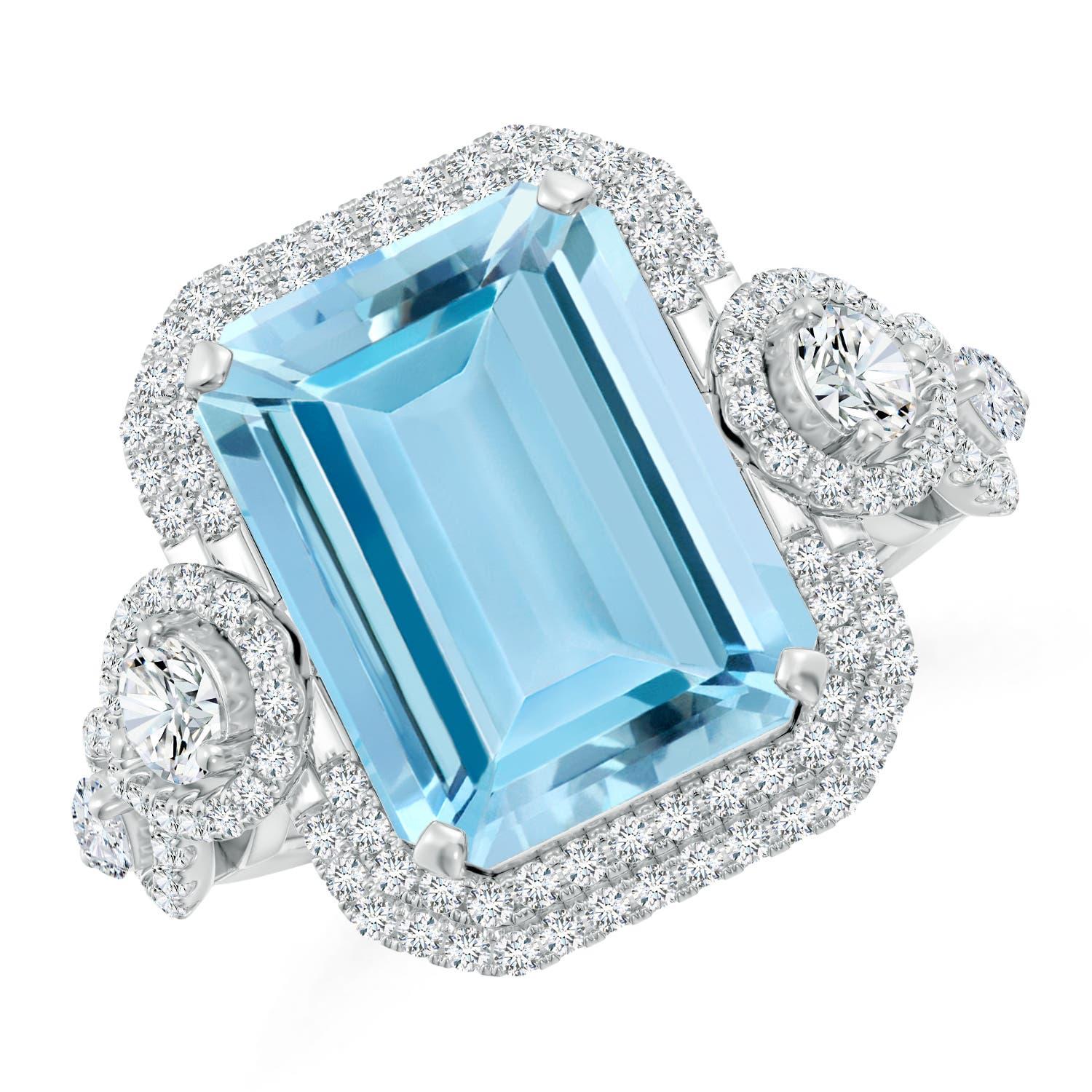Im Angebot: Angara Gia zertifizierter Aquamarin-Ring aus Weißgold mit Marquise-Diamanten ()