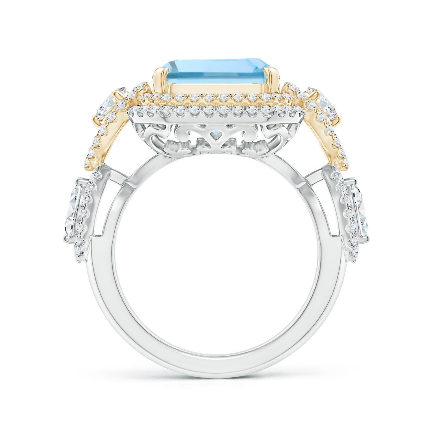 For Sale:  ANGARA GIA Certified Aquamarine Ring in Yellow Gold with Marquise Diamonds 2