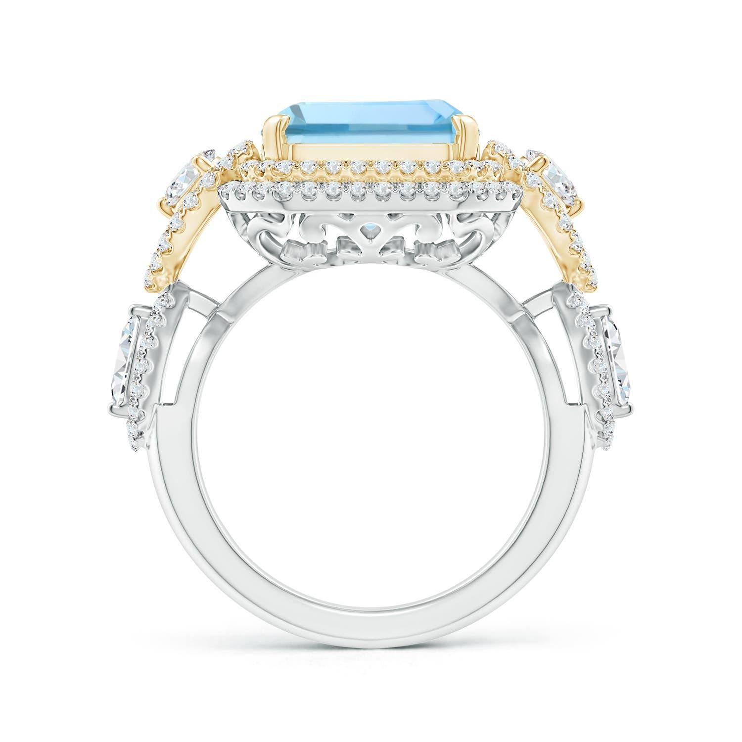 For Sale:  Angara Gia Certified Aquamarine Ring in Yellow Gold with Marquise Diamonds 2