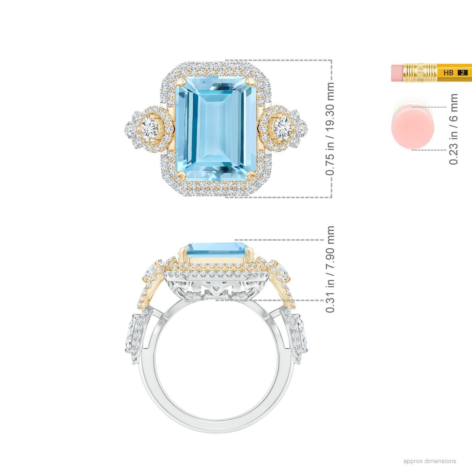 For Sale:  ANGARA GIA Certified Aquamarine Ring in Yellow Gold with Marquise Diamonds 4