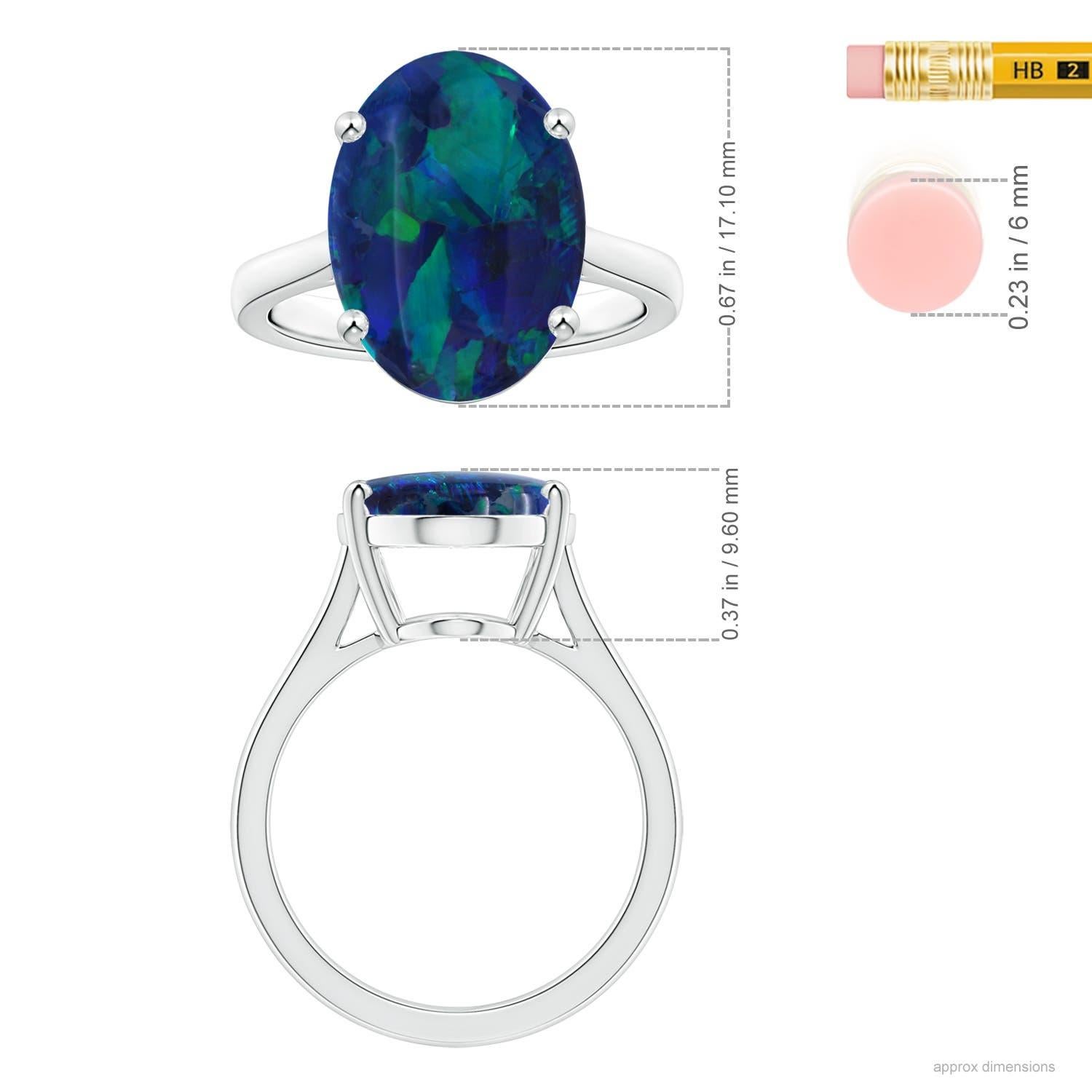 For Sale:  ANGARA GIA Certified Black 6.58 Opal Ring in Platinum with Reverse Tapered Shank 2