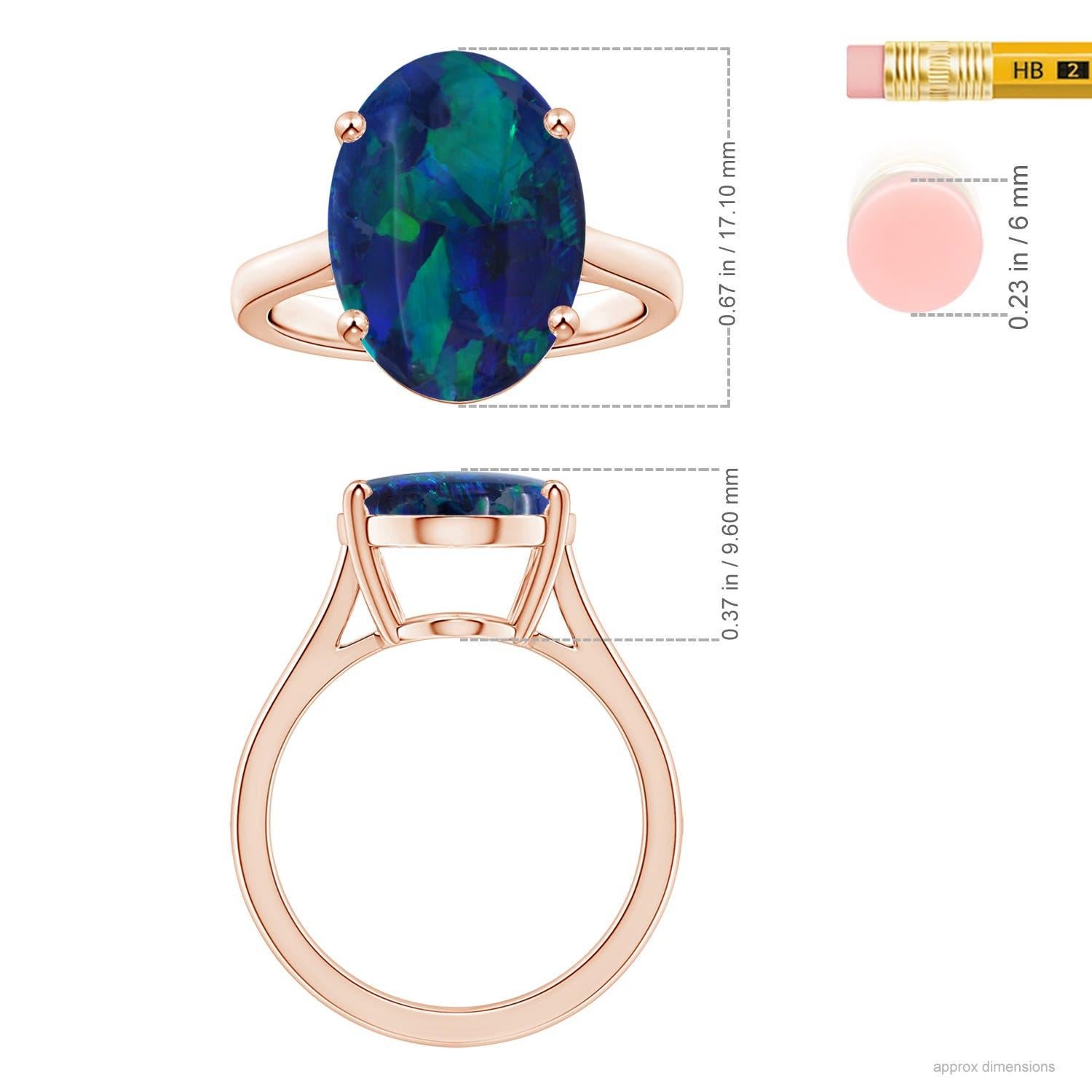 For Sale:  ANGARA GIA Certified Black 6.58ct Opal Ring with Reverse Tapered Shank Rose Gold 2