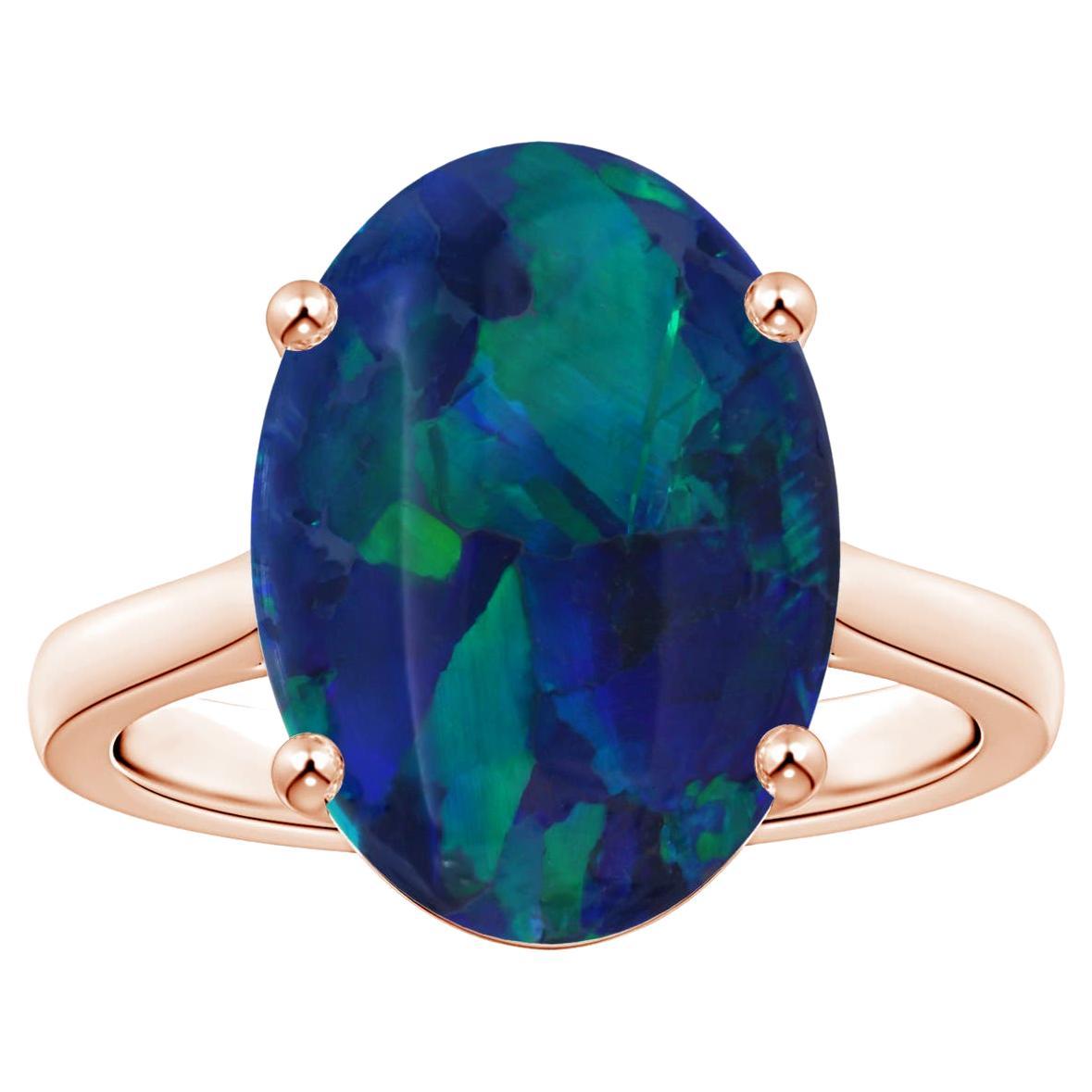 For Sale:  ANGARA GIA Certified Black 6.58ct Opal Ring with Reverse Tapered Shank Rose Gold
