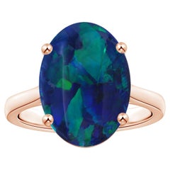 ANGARA GIA Certified Black 6.58ct Opal Ring with Reverse Tapered Shank Rose Gold