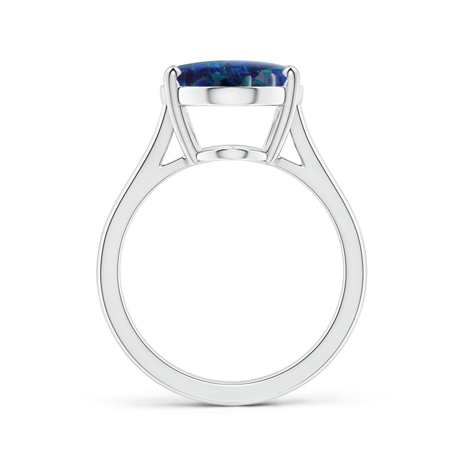 ANGARA GIA Certified Black 6.58ct Opal Ring with Reverse Tapered Shank WhiteGold 3
