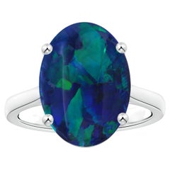 ANGARA GIA Certified Black 6.58ct Opal Ring with Reverse Tapered Shank WhiteGold