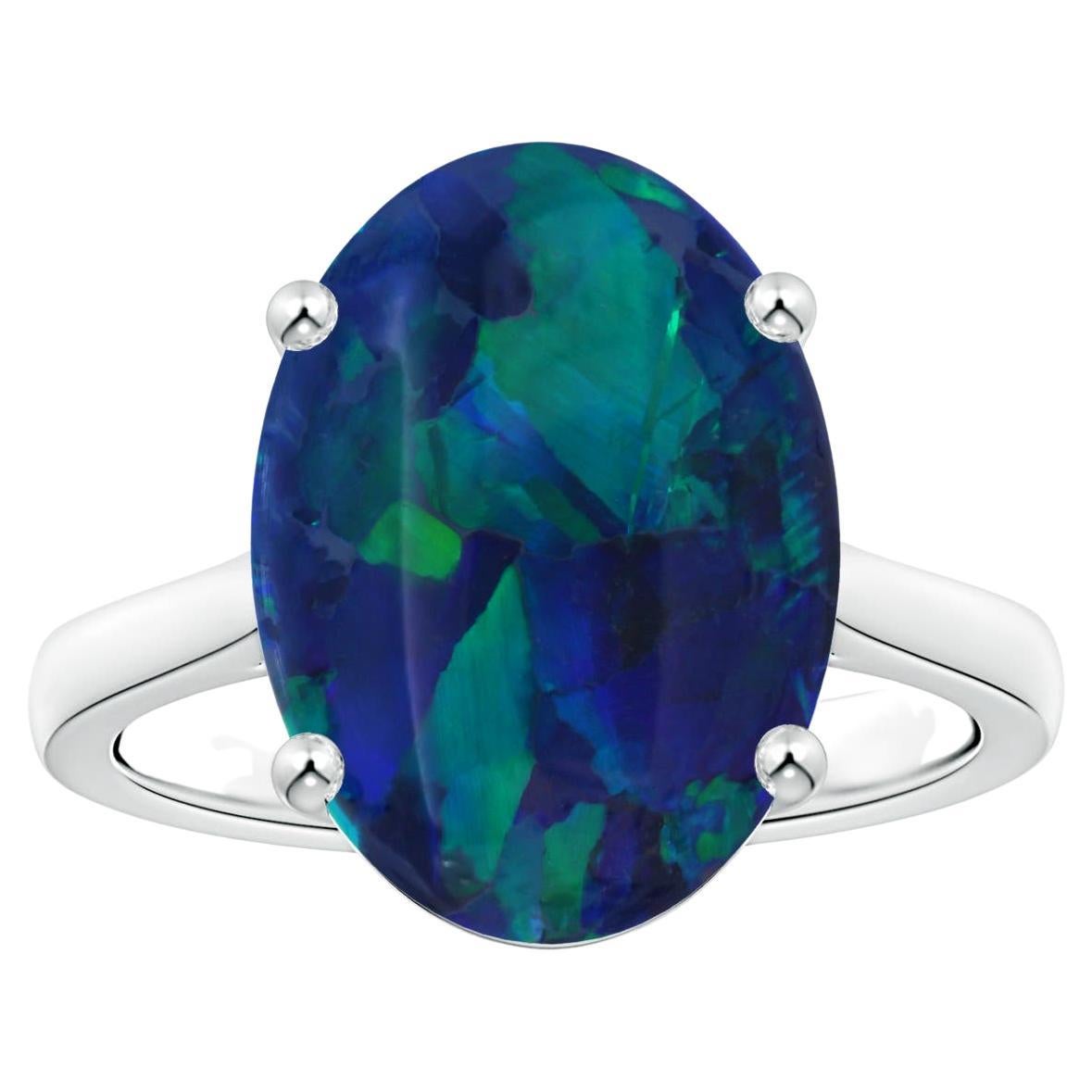 For Sale:  ANGARA GIA Certified Black 6.58ct Opal Ring with Reverse Tapered Shank WhiteGold