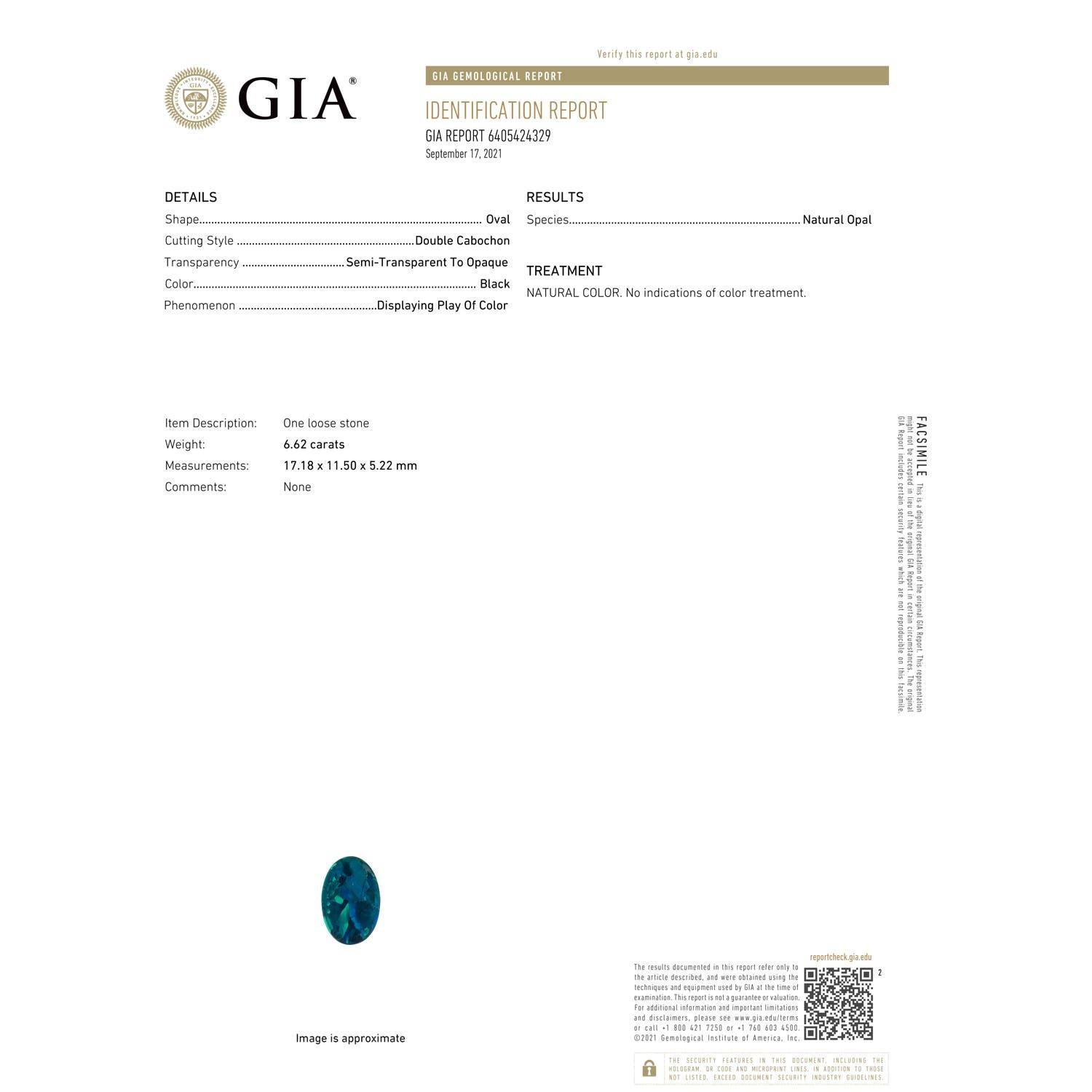 ANGARA Anillo de ópalo negro certificado por GIA de 6,58 ct en oro amarillo de 14 quilates  7