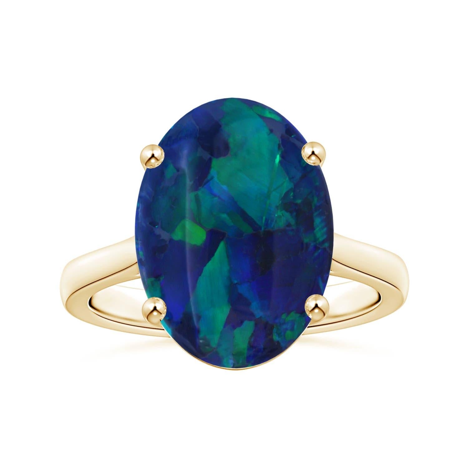 For Sale:  ANGARA GIA Certified Black 6.58ct Opal Ring in 14K Yellow Gold