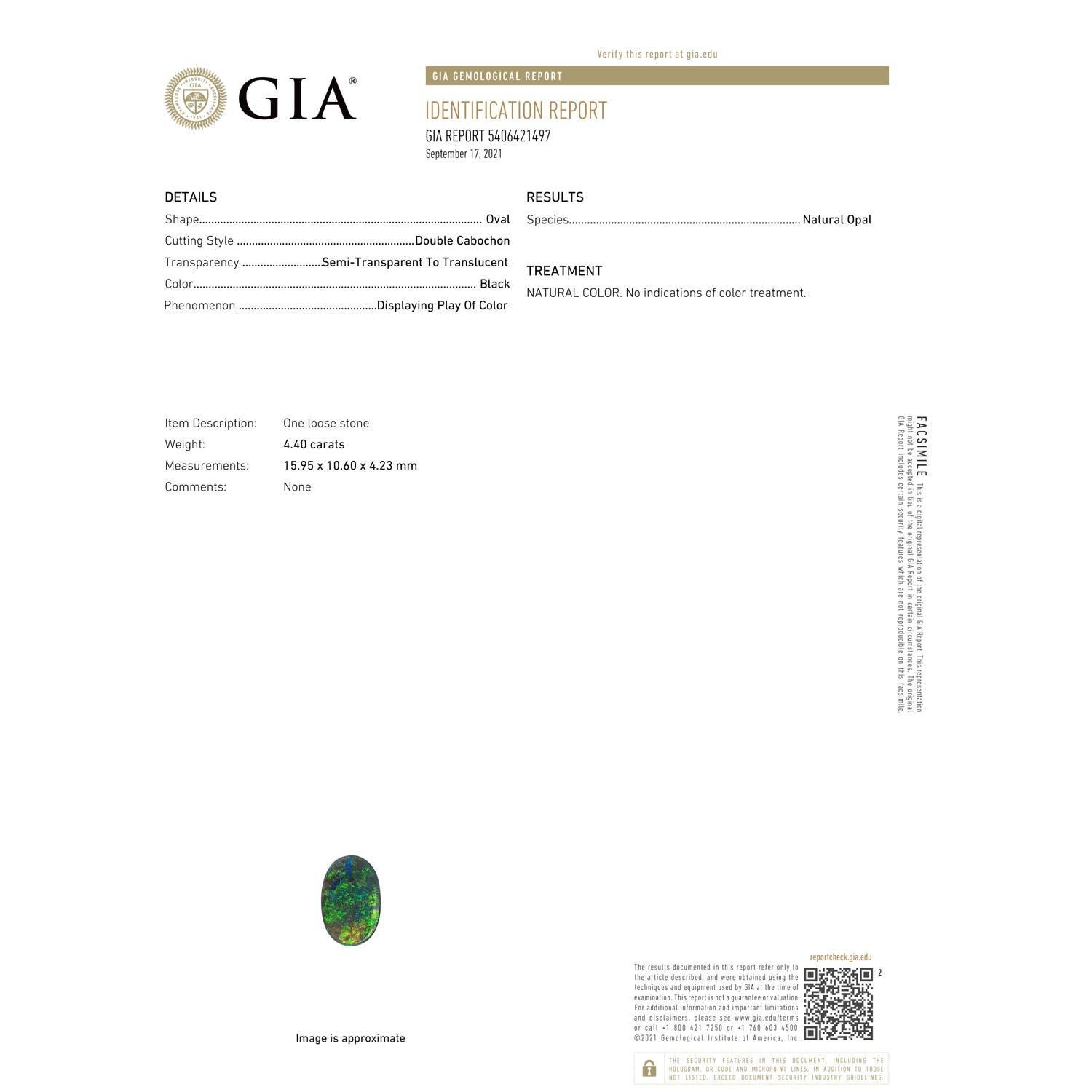 En vente :  Angara Bague solitaire en platine avec opale noire certifiée GIA et tige en forme de couteau 3