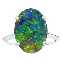 Angara GIA Certified Black Opal Solitaire Ring in Platinum with Knife-Edge Shank
