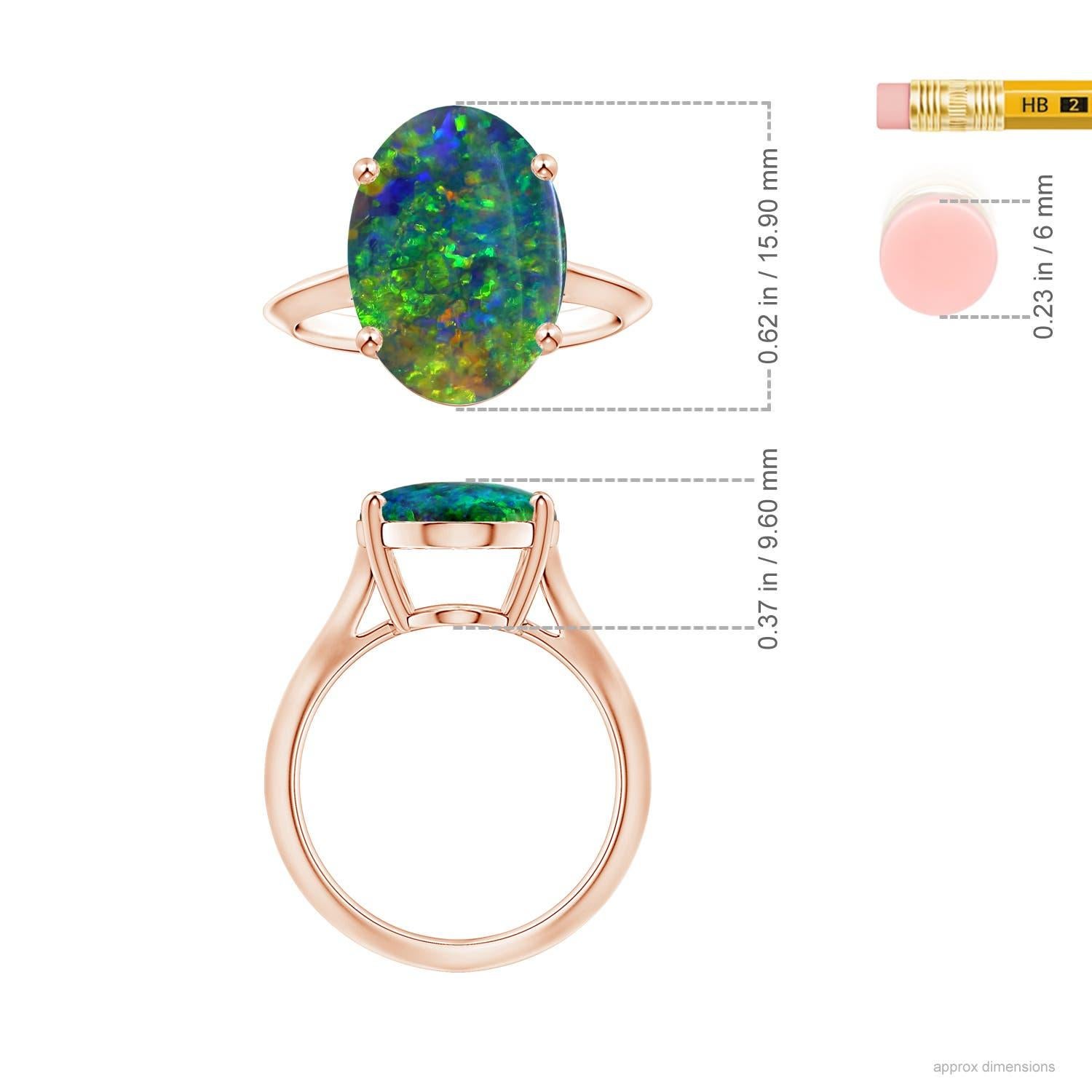 En vente :  Angara, bague solitaire en or rose avec tige et opale noire certifiée GIA 5