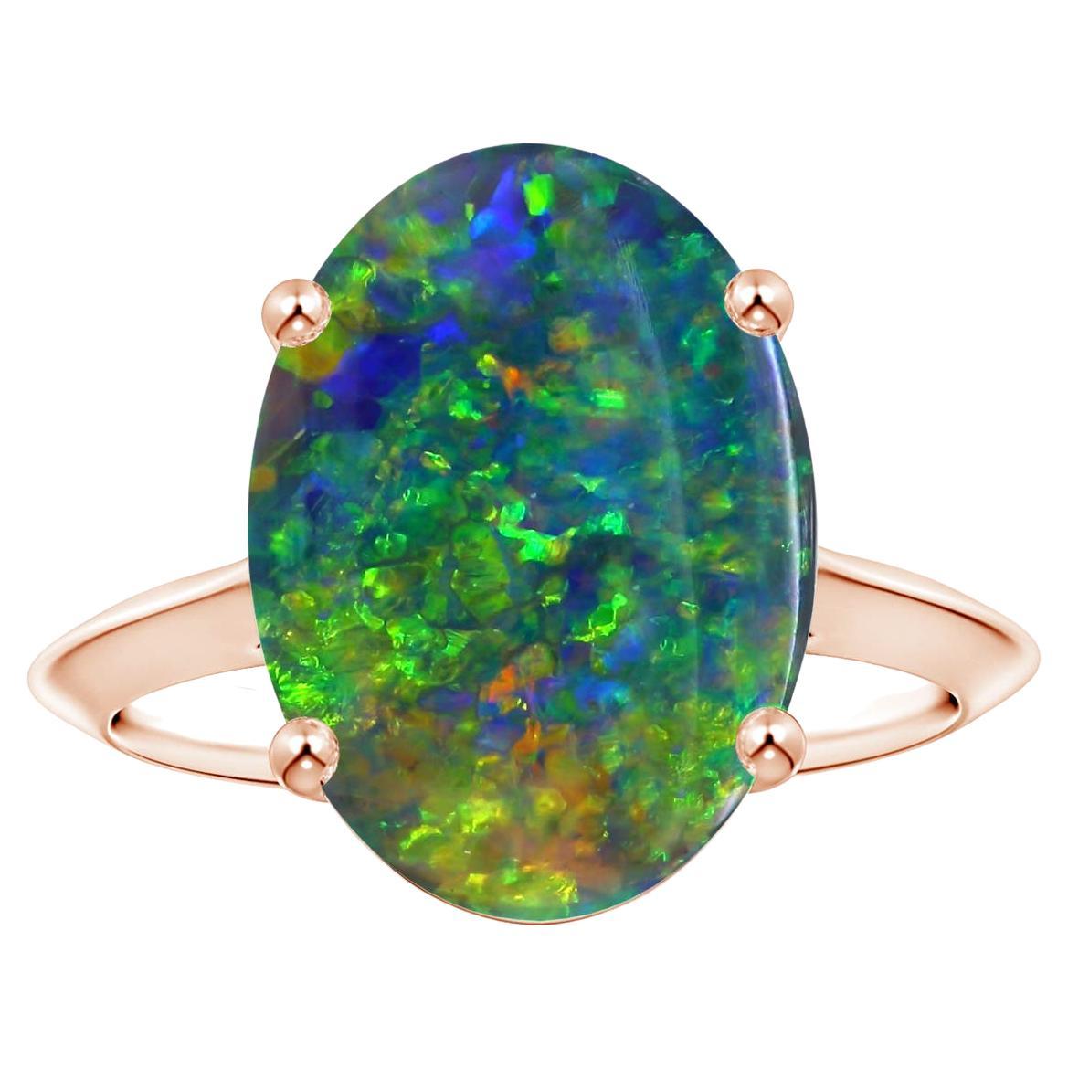 For Sale:  Angara GIA Certified Black Opal Solitaire Ring in Rose Gold with Shank