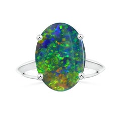 ANGARA GIA Certified Black Opal Solitaire Ring in White Gold with Shank