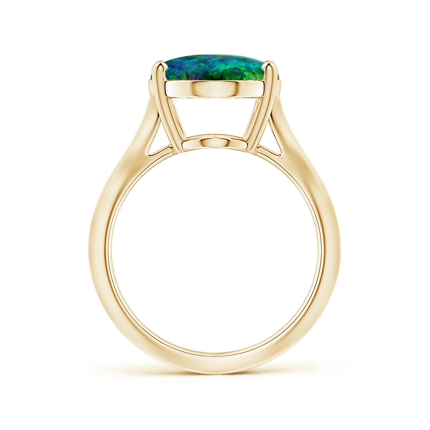 ANGARA GIA Certified Black Opal Solitaire Ring in Yellow Gold with Shank 2