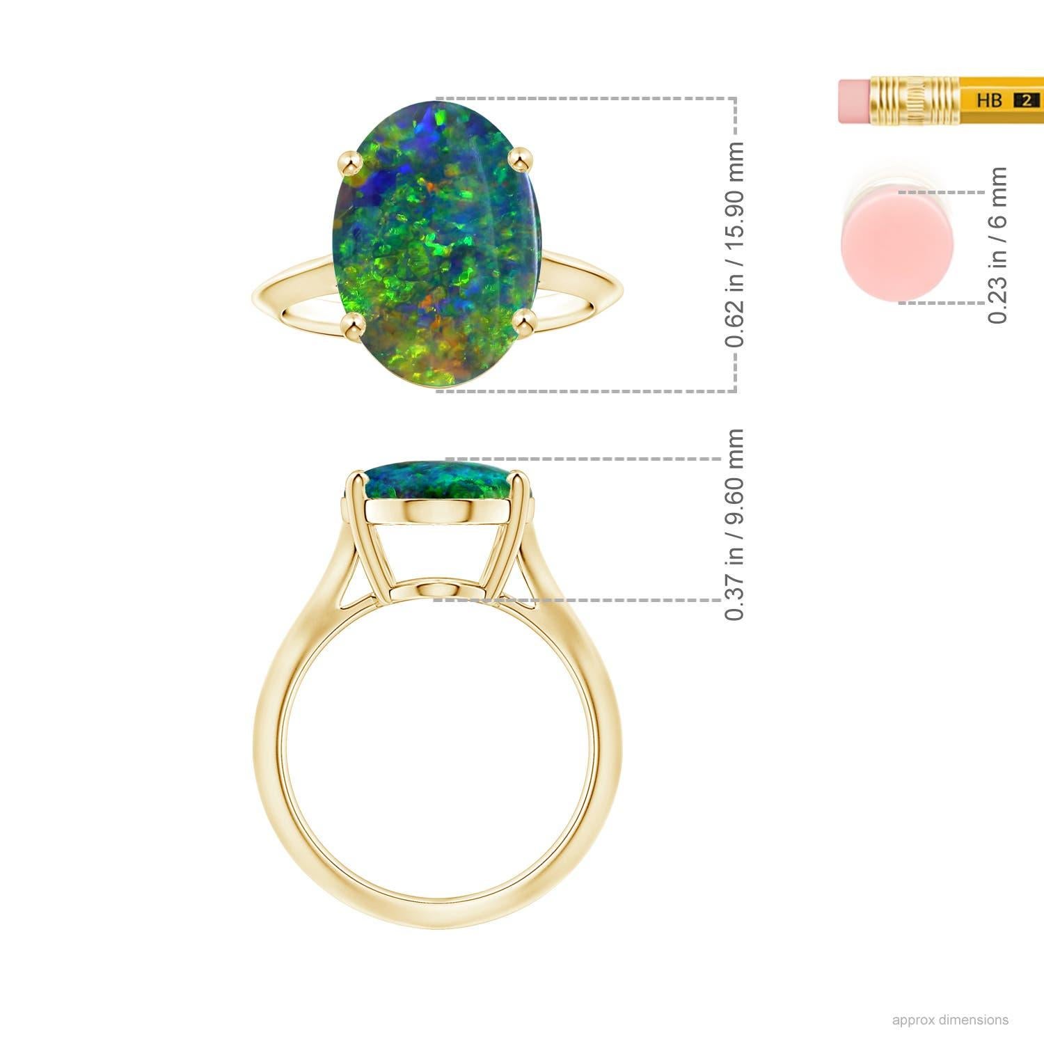 For Sale:  ANGARA GIA Certified Black Opal Solitaire Ring in Yellow Gold with Shank 5