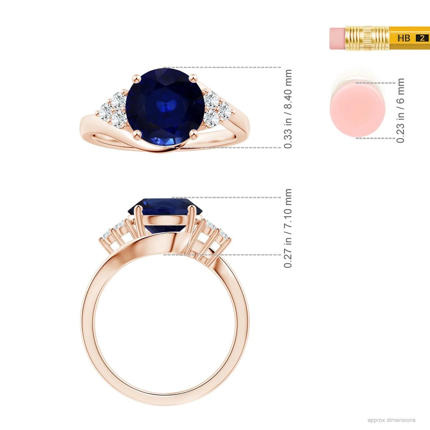 For Sale:  Angara GIA Certified Blue Sapphire Bypass Ring in Rose Gold with Diamonds 4