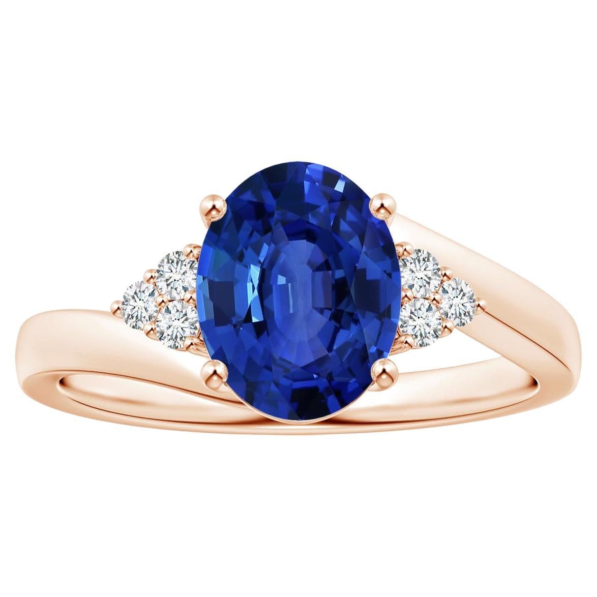 GIA Certified 5 Cts Ceylon Blue Sapphire with Diamond Ring in 18 Karat ...