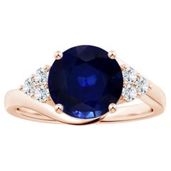 Angara GIA Certified Blue Sapphire Bypass Ring in Rose Gold with Diamonds