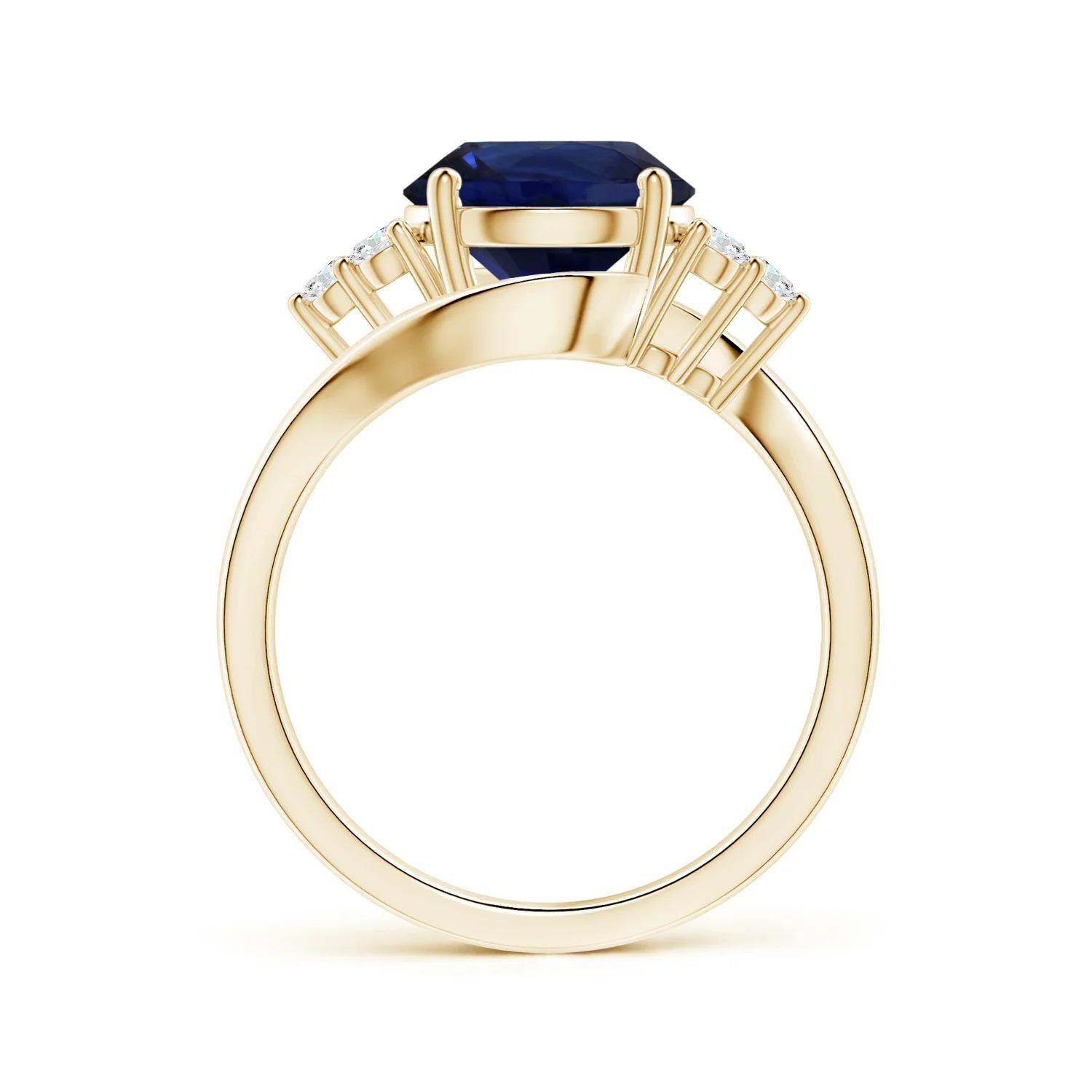 For Sale:  ANGARA GIA Certified Blue Sapphire Bypass Ring in Yellow Gold with Diamonds 2