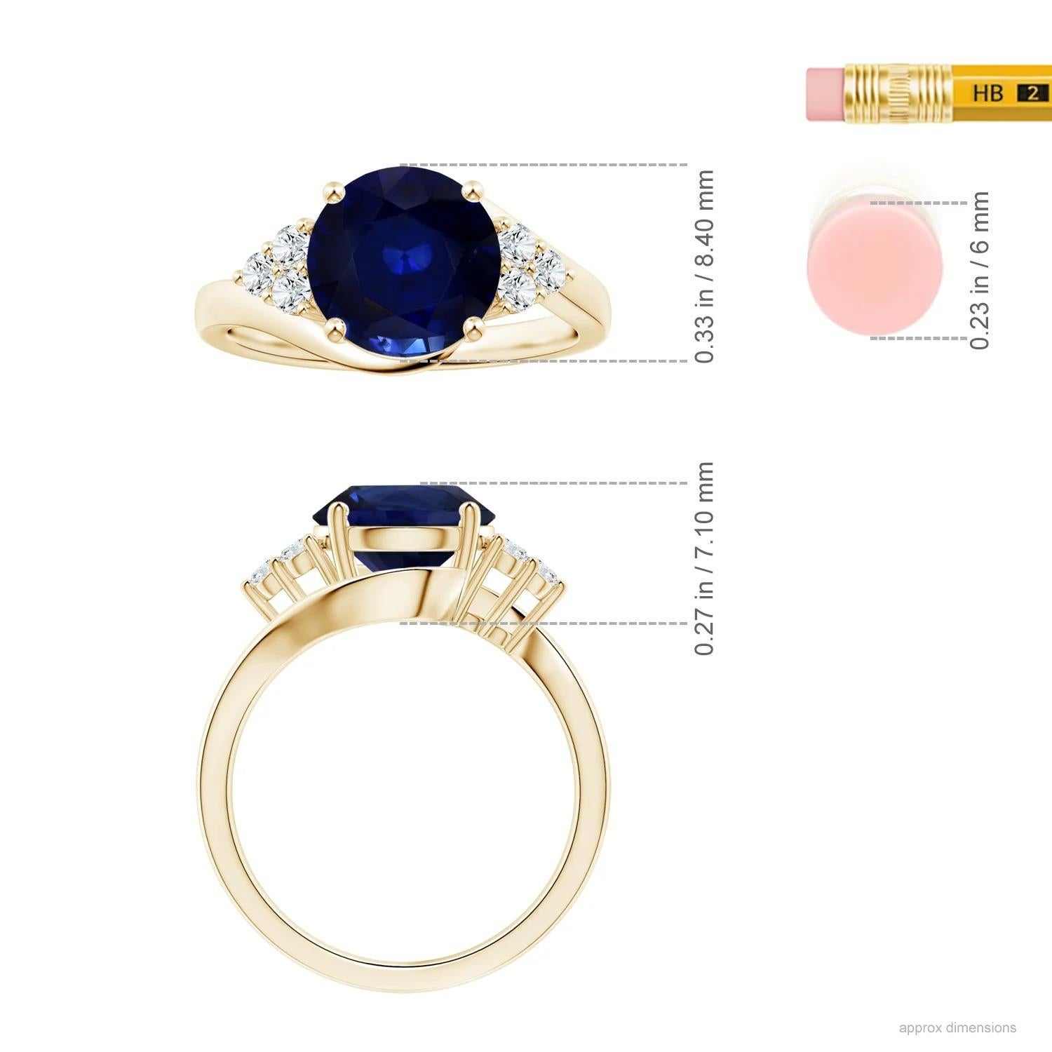For Sale:  ANGARA GIA Certified Blue Sapphire Bypass Ring in Yellow Gold with Diamonds 4