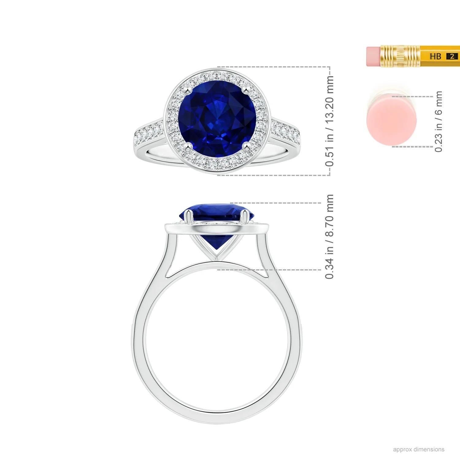 For Sale:  Angara Gia Certified Blue Sapphire Halo Ring in Platinum with Diamonds 5