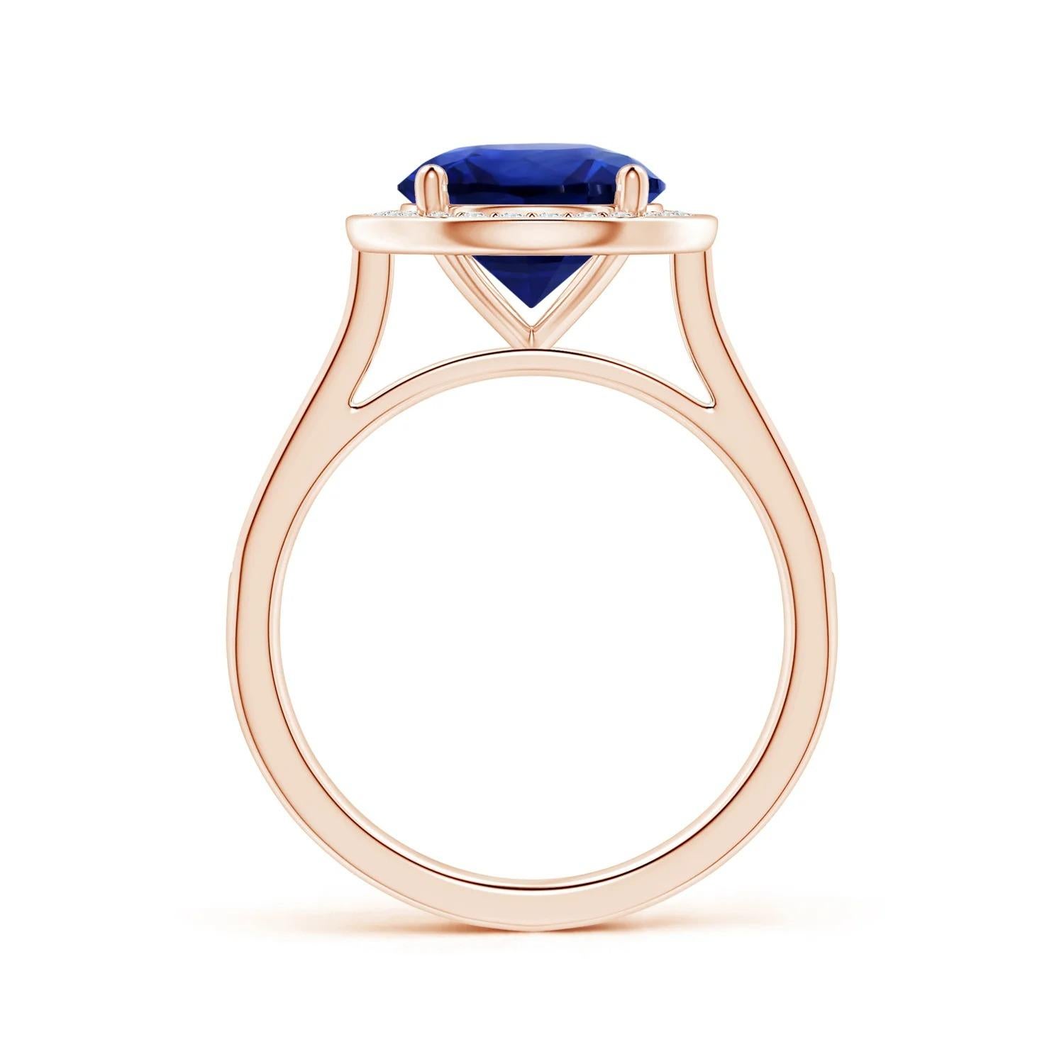 For Sale:  ANGARA GIA Certified Blue Sapphire Halo Ring in Rose Gold with Diamonds 2
