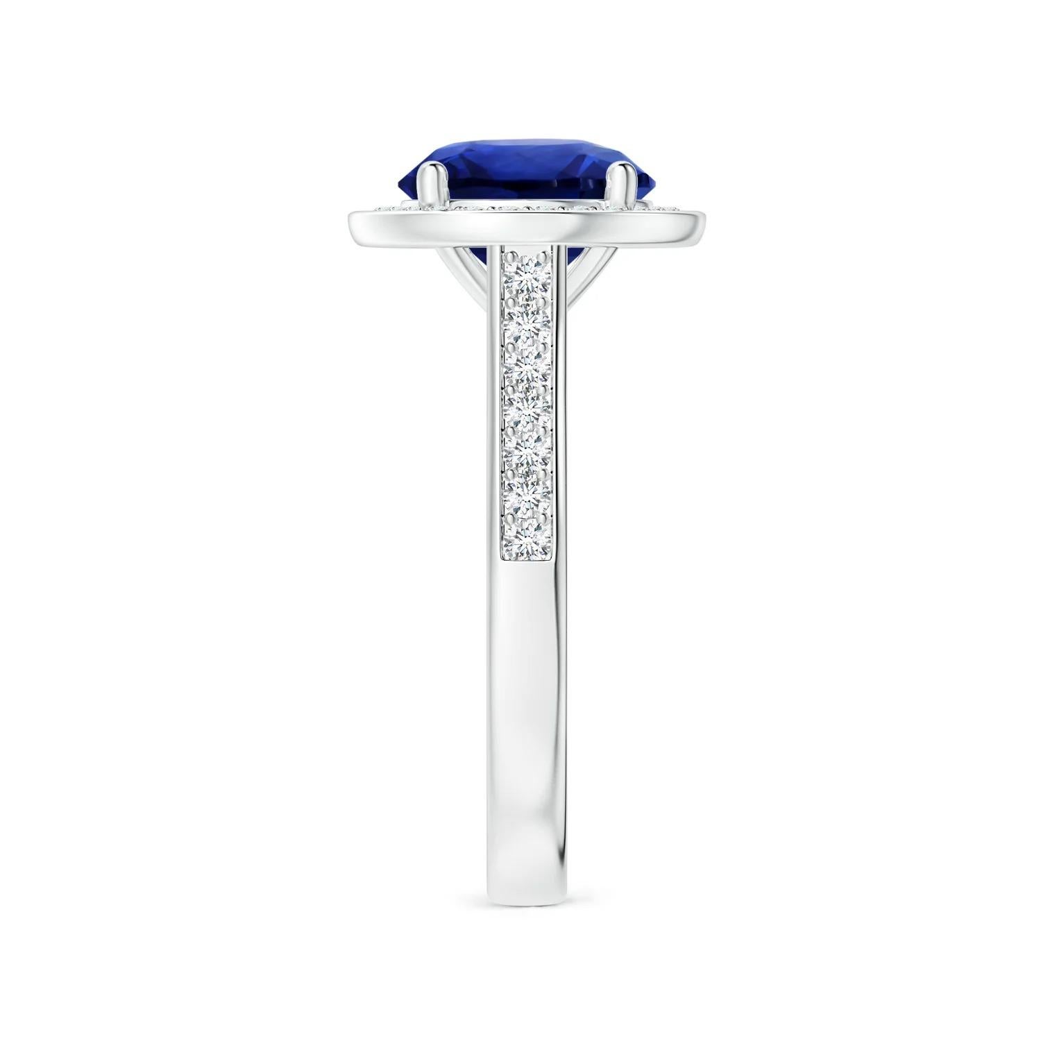 For Sale:  Angara GIA Certified Blue Sapphire Halo Ring in White Gold with Diamonds 4