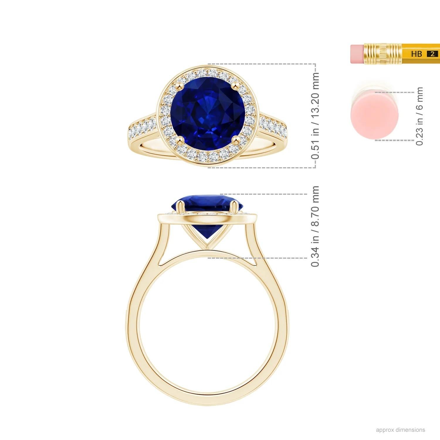 For Sale:  Angara GIA Certified Blue Sapphire Halo Ring in Yellow Gold with Diamonds 5