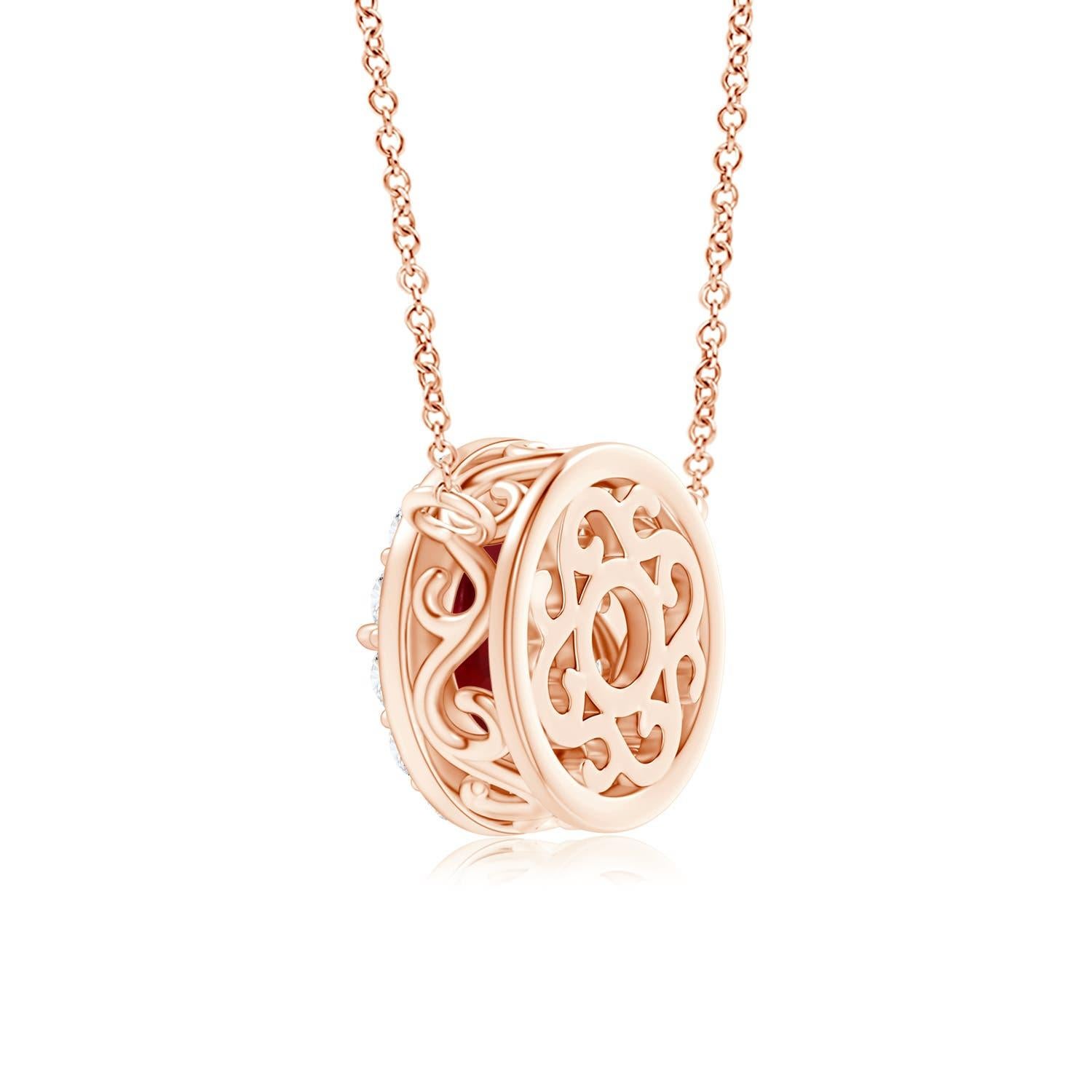 ANGARA GIA Certified Claw-Set Natural Ruby Halo Rose Gold Pendant Necklace In New Condition In Los Angeles, CA